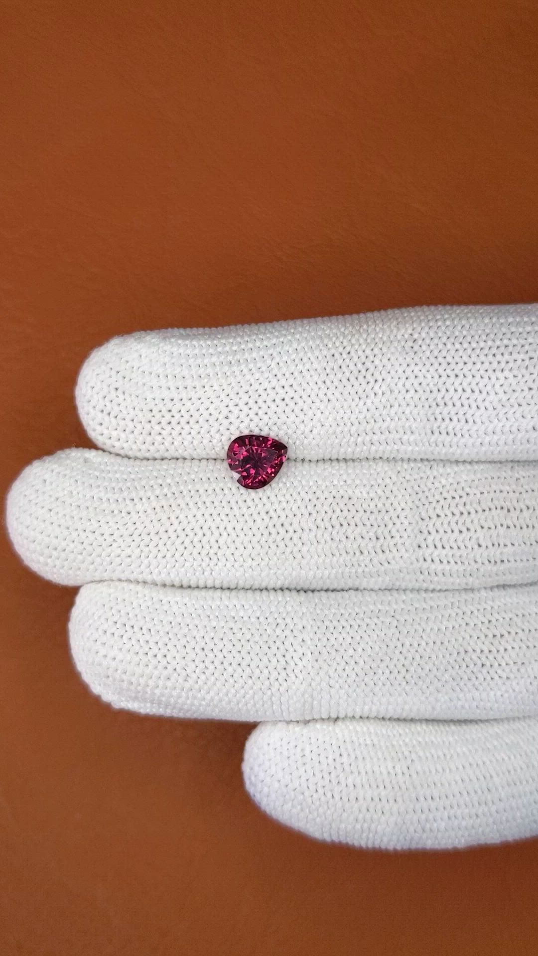 1.32 Ct. Reddish Purple Rhodolite Garnet from Ceylon (Sri Lanka) Size Video