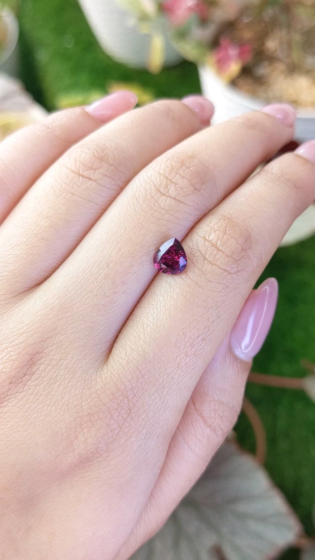 1.32 Ct. Reddish Purple Rhodolite Garnet from Ceylon (Sri Lanka) Size Video
