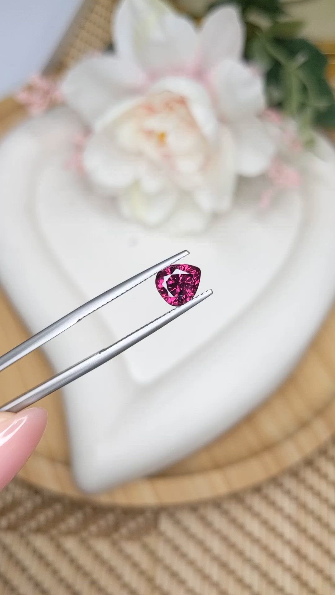 1.32 Ct. Reddish Purple Rhodolite Garnet from Ceylon (Sri Lanka) Size Video