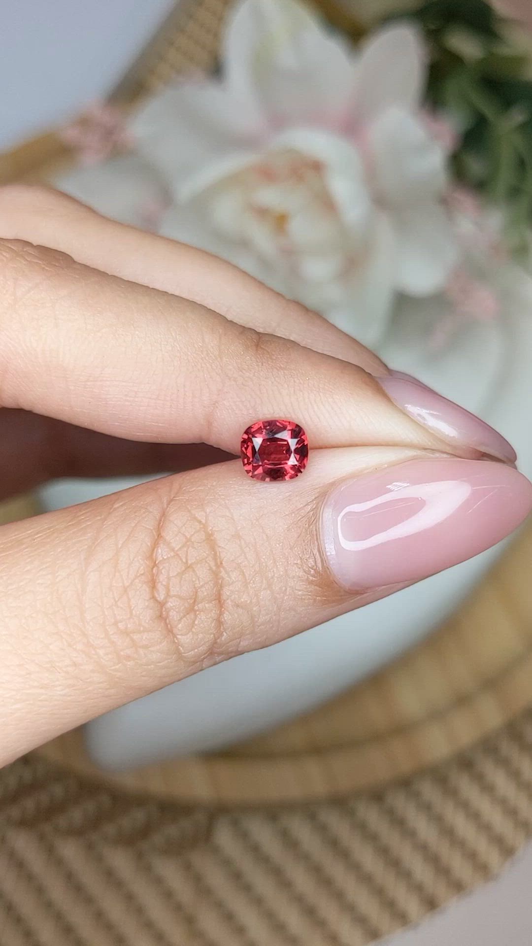0.86 Ct. Red Rhodolite Garnet from Ceylon (Sri Lanka) Size Video