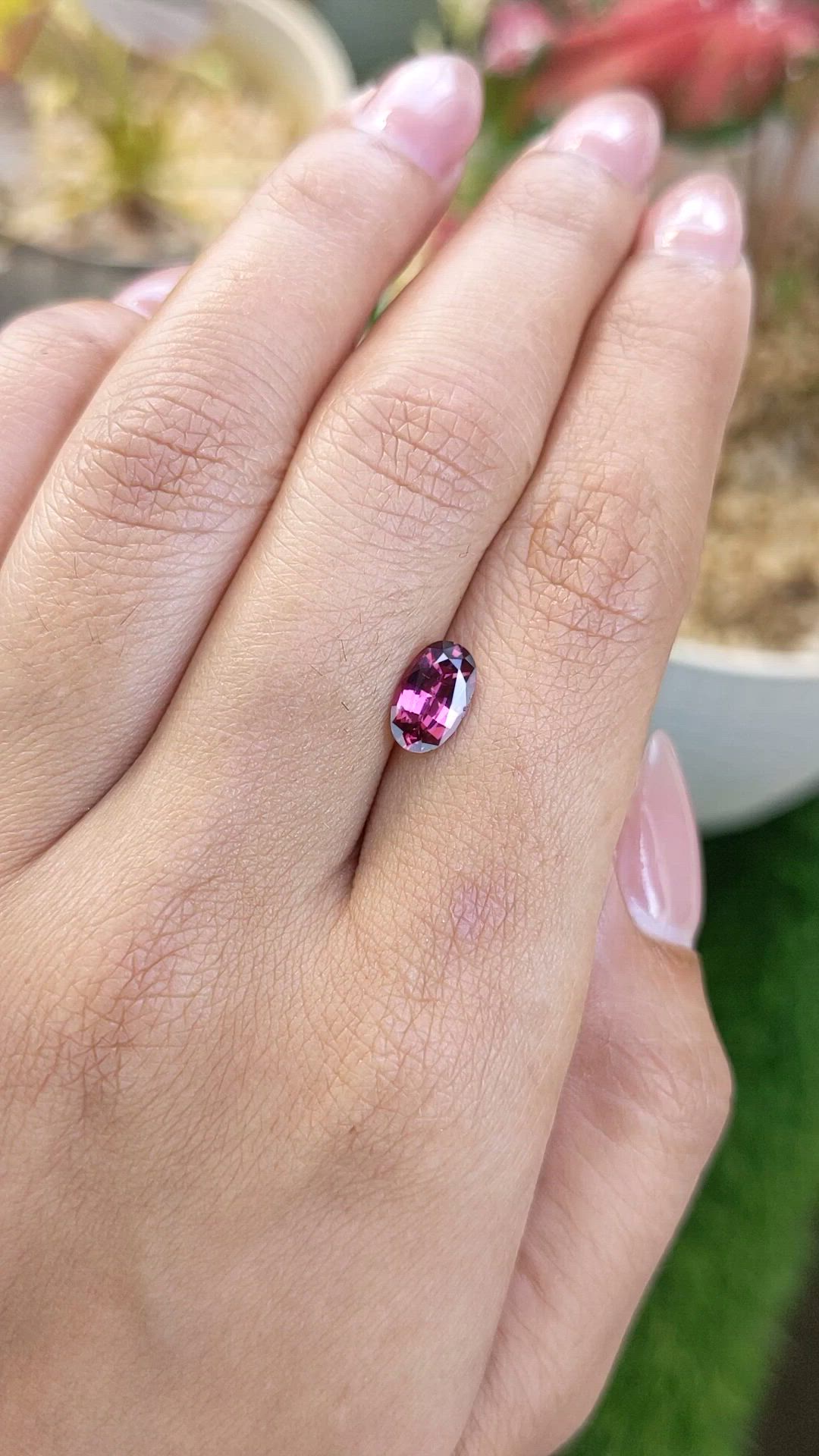 1.25 Ct. Pinkish Purple Rhodolite Garnet from Ceylon (Sri Lanka) Size Video