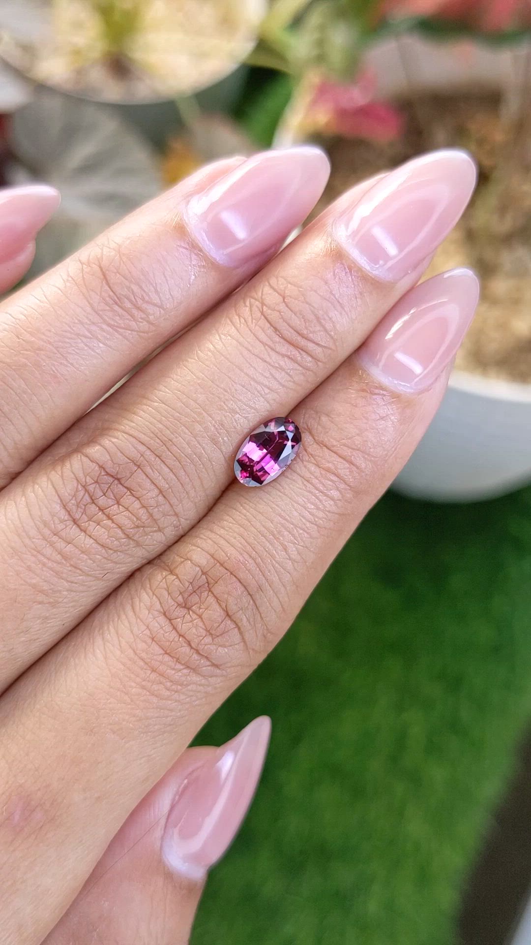 1.25 Ct. Pinkish Purple Rhodolite Garnet from Ceylon (Sri Lanka) Size Video
