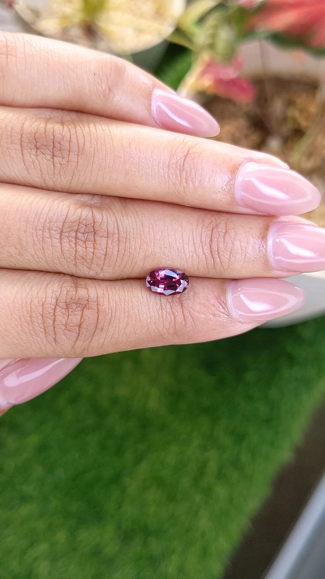 1.25 Ct. Pinkish Purple Rhodolite Garnet from Ceylon (Sri Lanka) Size Video