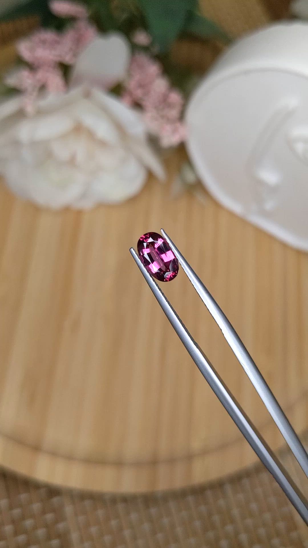1.25 Ct. Pinkish Purple Rhodolite Garnet from Ceylon (Sri Lanka) Size Video