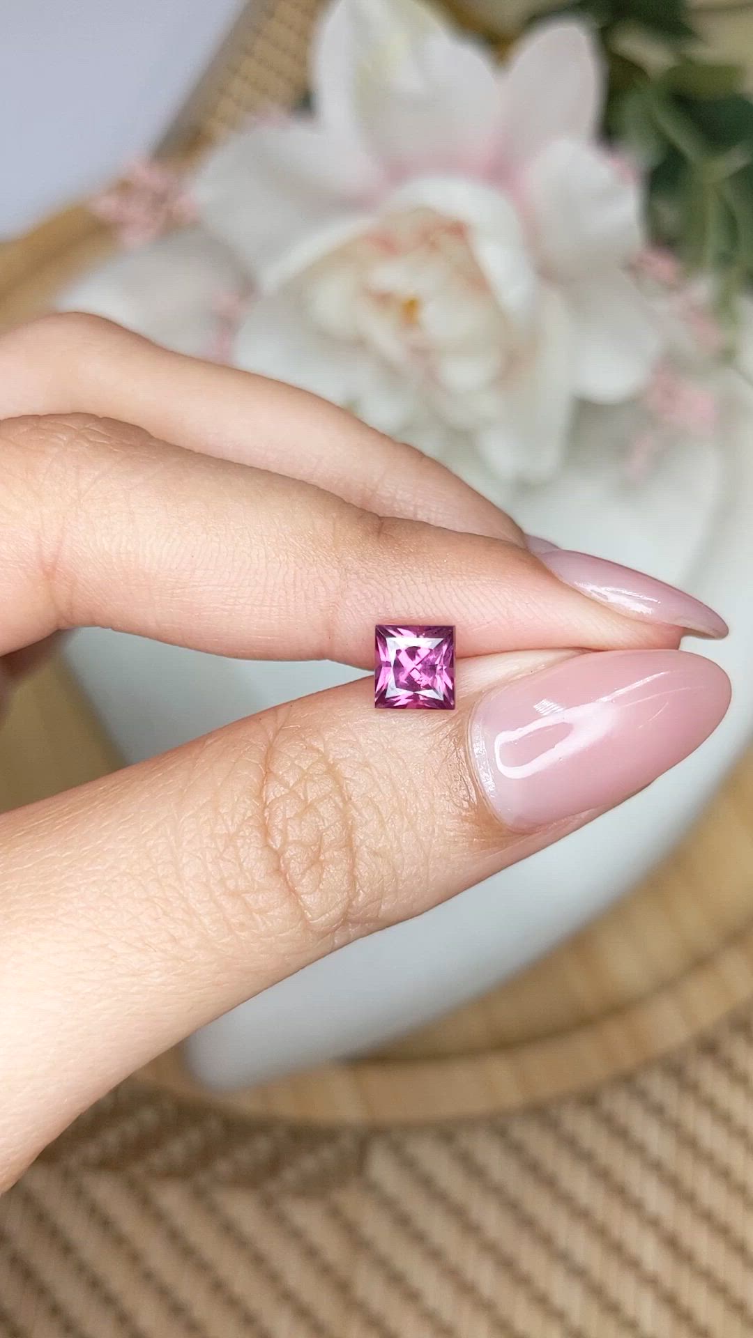 1.26 Ct. Pinkish Purple Rhodolite Garnet from Ceylon (Sri Lanka) Size Video