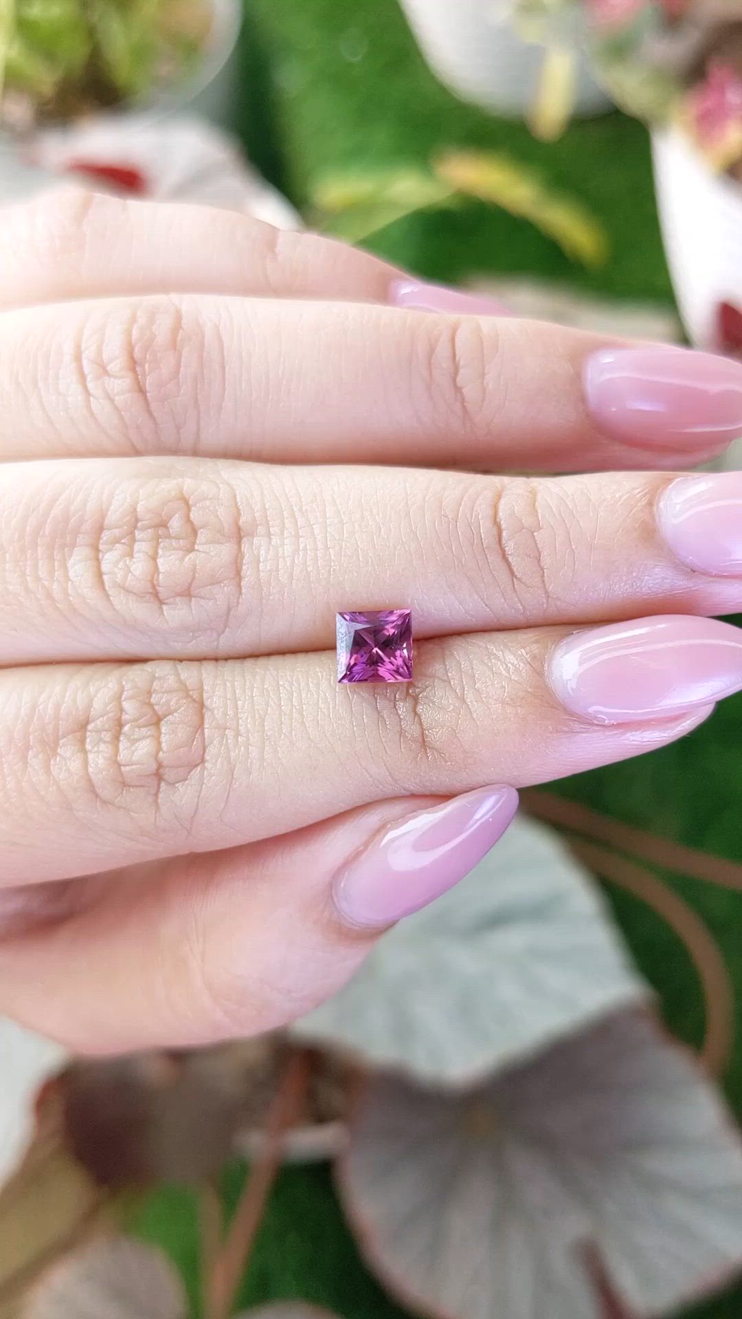 1.26 Ct. Pinkish Purple Rhodolite Garnet from Ceylon (Sri Lanka) Size Video