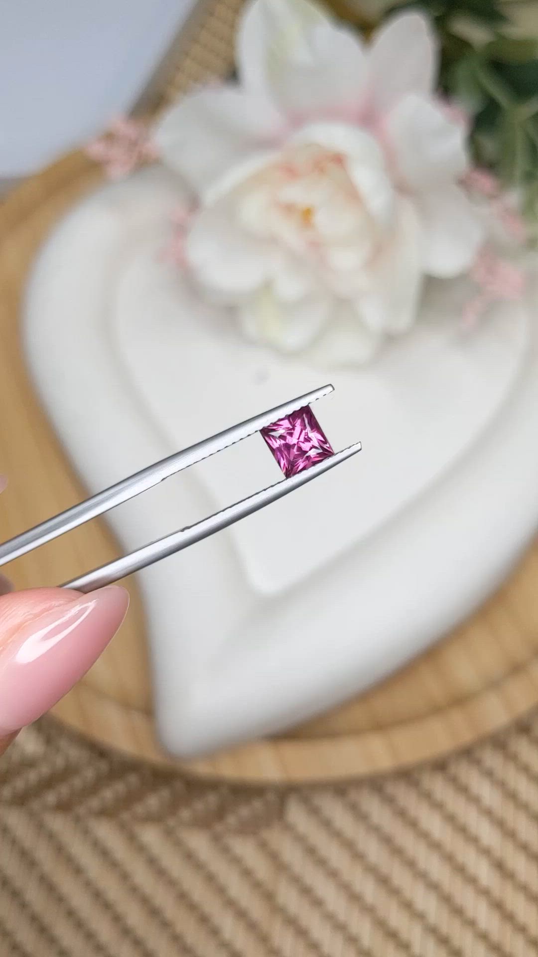 1.26 Ct. Pinkish Purple Rhodolite Garnet from Ceylon (Sri Lanka) Size Video