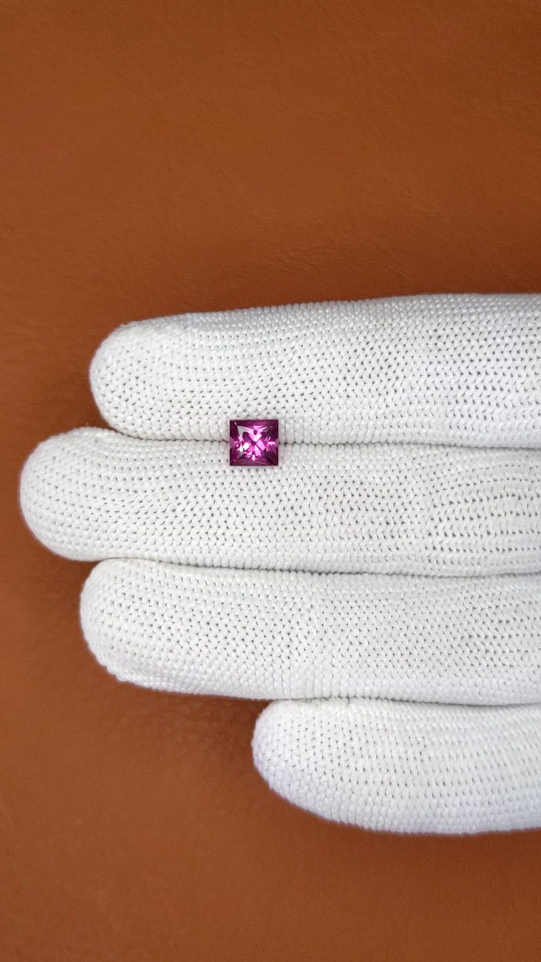 1.26 Ct. Pinkish Purple Rhodolite Garnet from Ceylon (Sri Lanka) Size Video