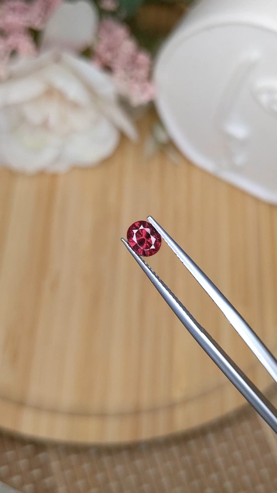 0.82 Ct. Purplish Red Rhodolite Garnet from Ceylon (Sri Lanka) Size Video