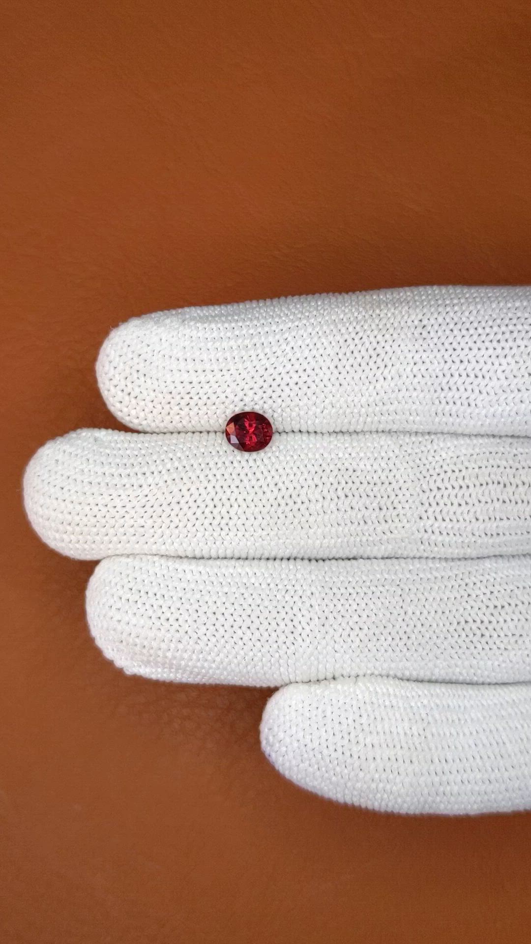0.82 Ct. Purplish Red Rhodolite Garnet from Ceylon (Sri Lanka) Size Video