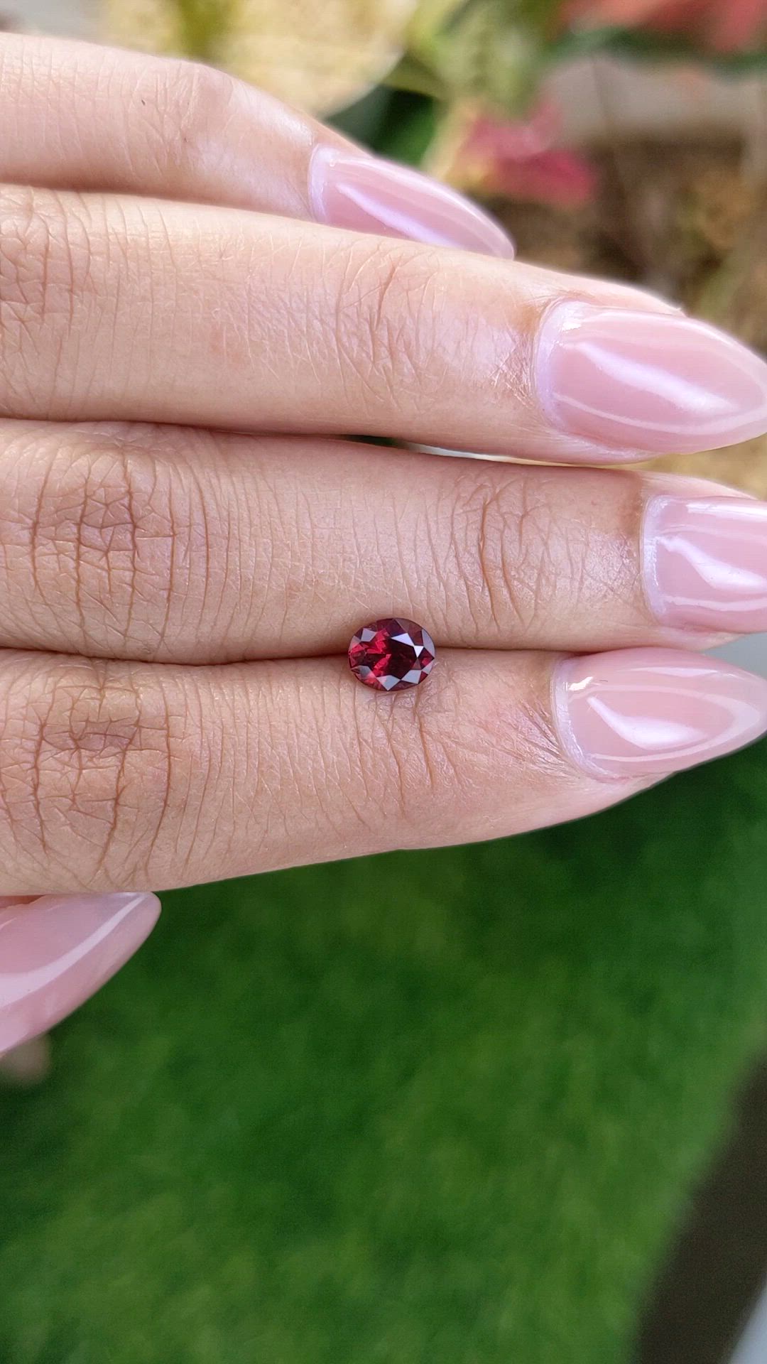 0.82 Ct. Purplish Red Rhodolite Garnet from Ceylon (Sri Lanka) Size Video