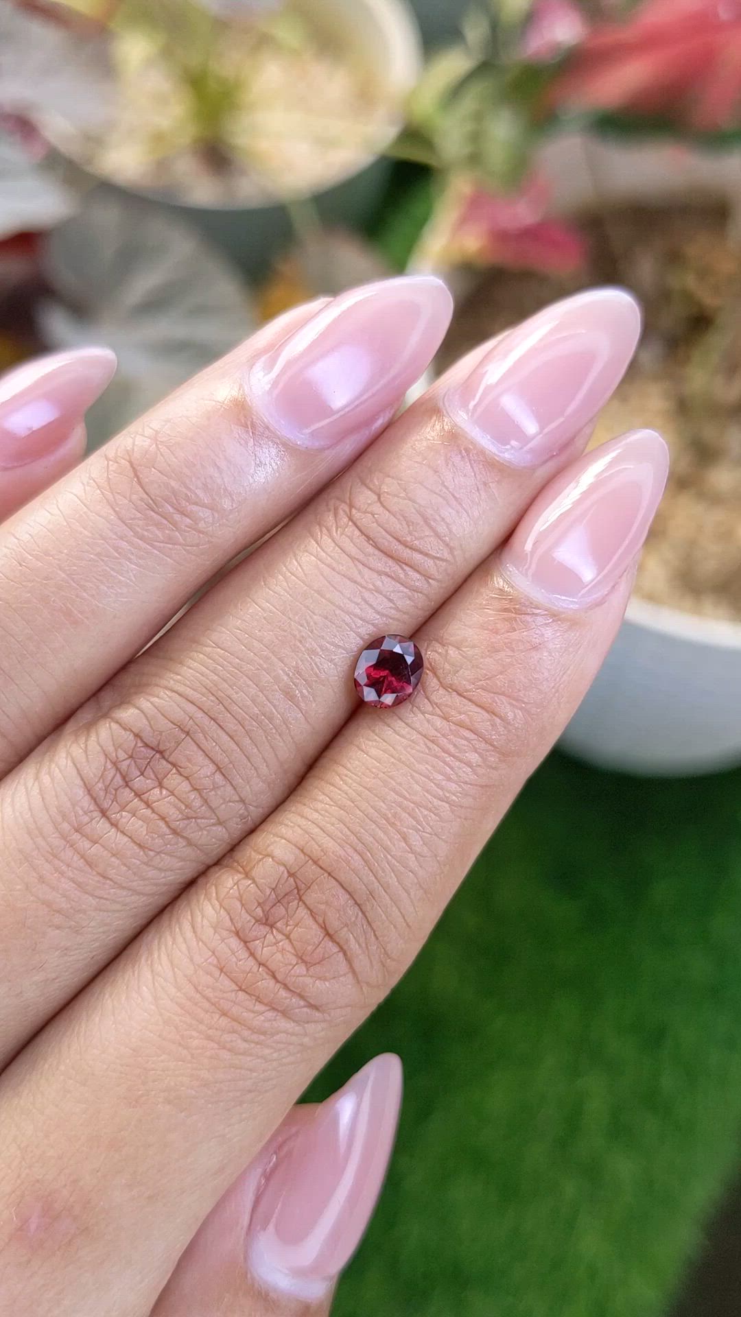 0.82 Ct. Purplish Red Rhodolite Garnet from Ceylon (Sri Lanka) Size Video