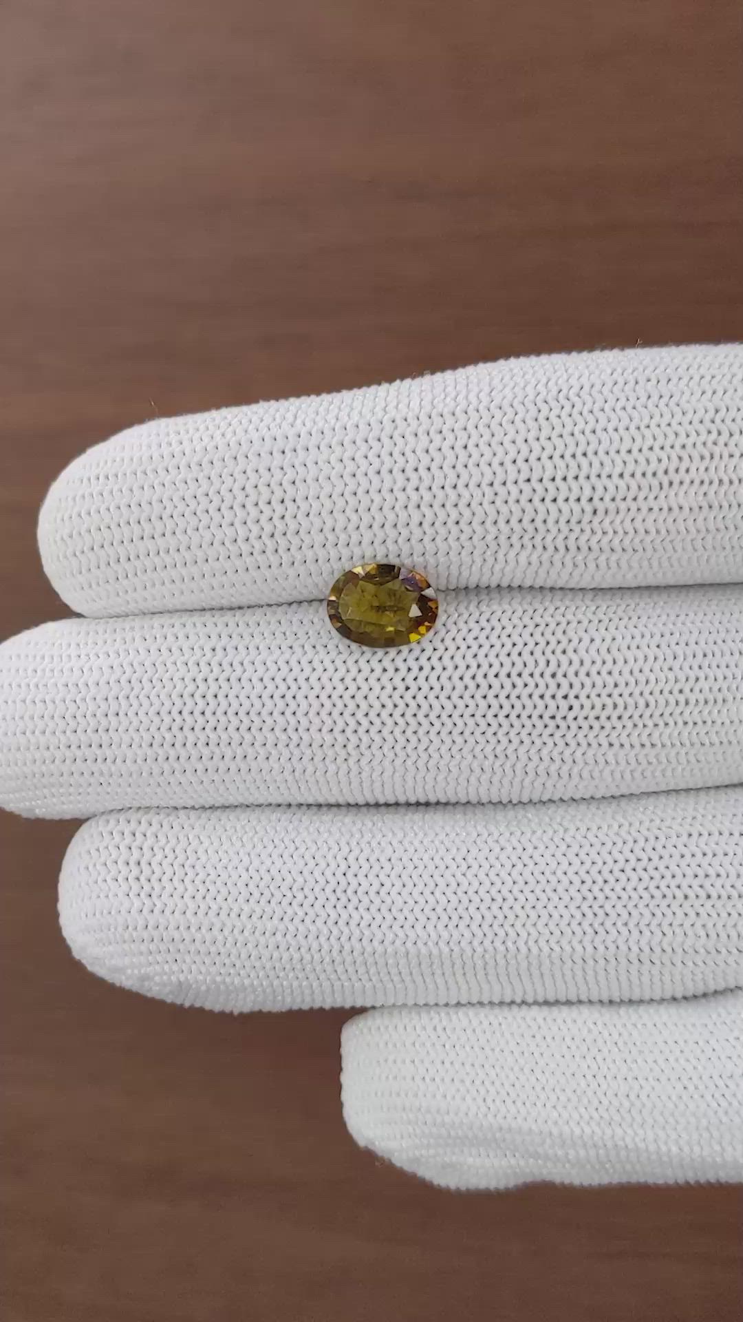 1.60 Ct. Yellowish Brown Tourmaline from Ceylon (Sri Lanka) Size Video