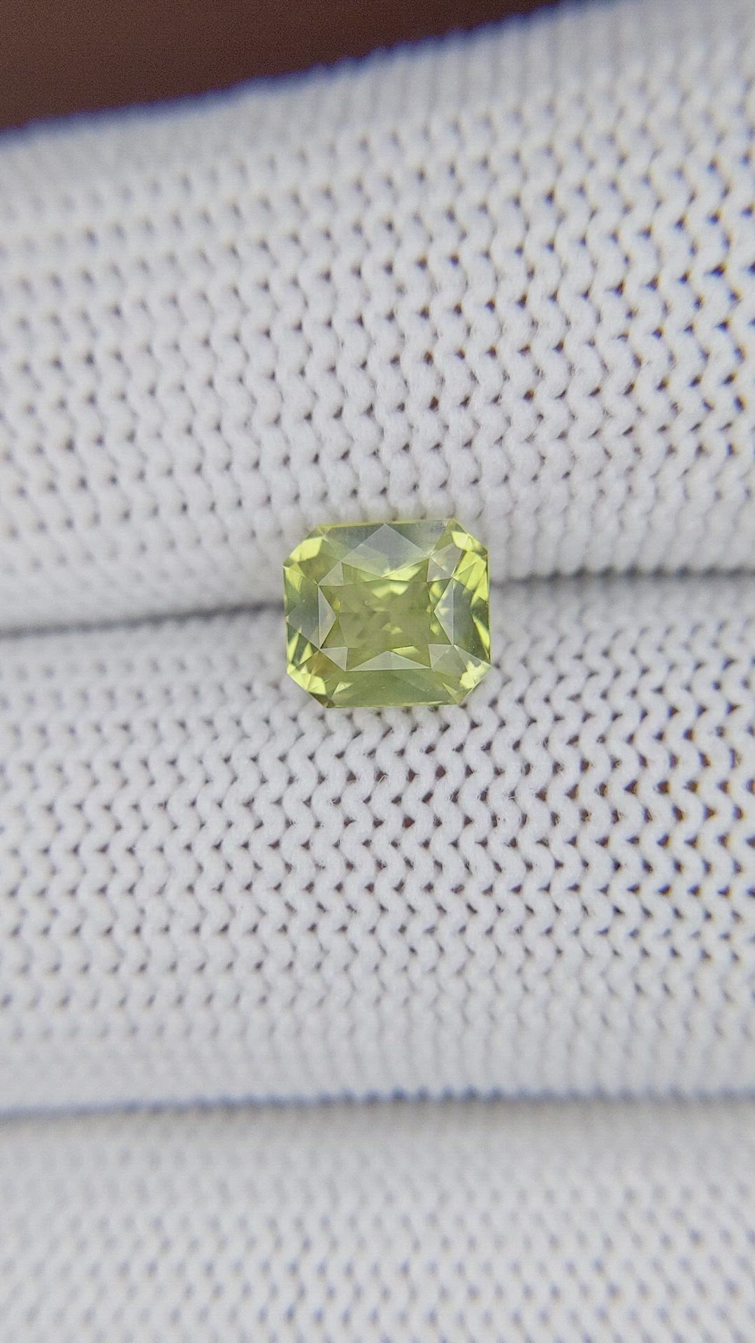 1.57 Ct. Yellowish Green Chrysoberyl from Ceylon (Sri Lanka) Size Video