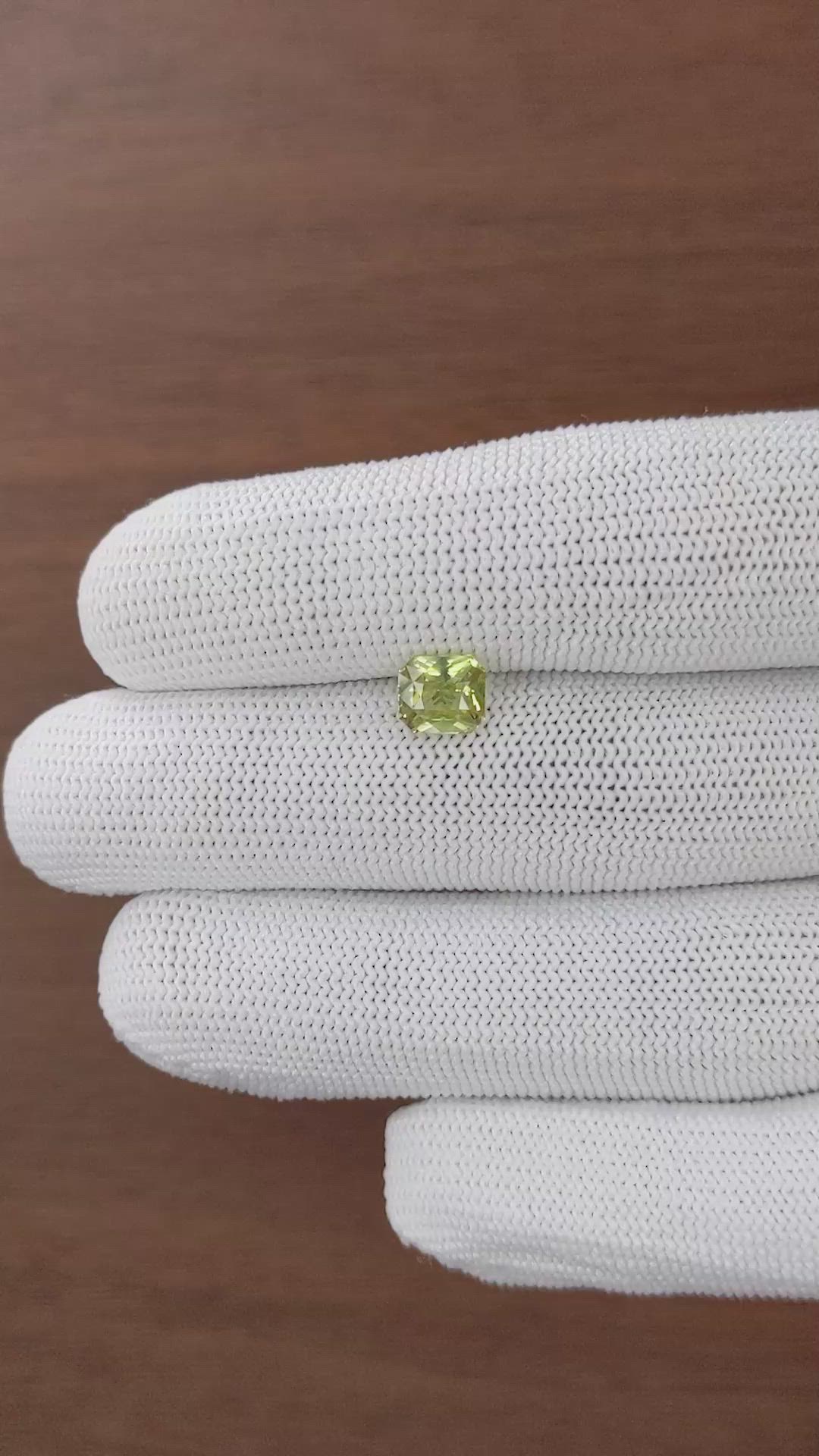 1.57 Ct. Yellowish Green Chrysoberyl from Ceylon (Sri Lanka) Size Video