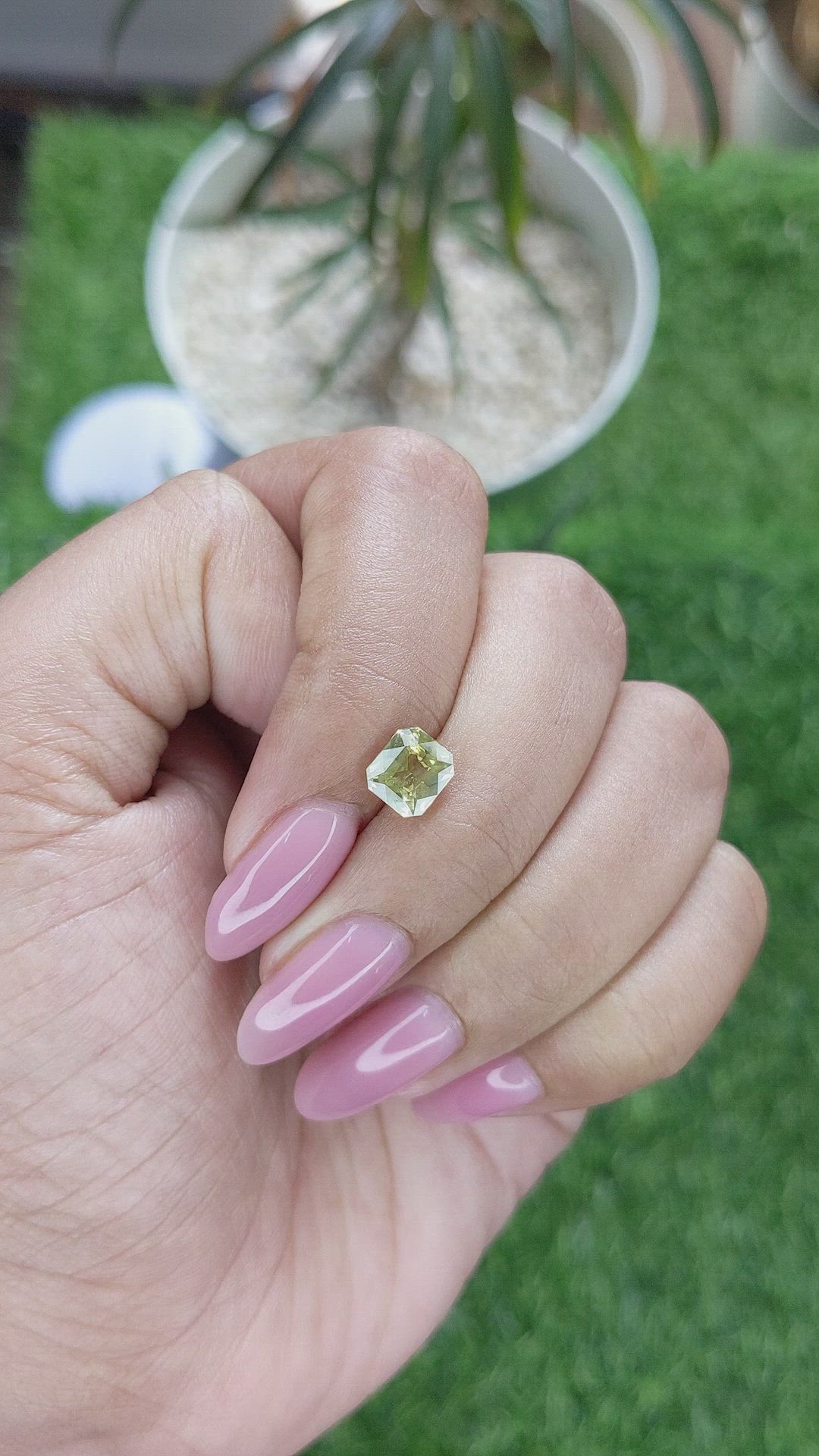 1.57 Ct. Yellowish Green Chrysoberyl from Ceylon (Sri Lanka) Size Video