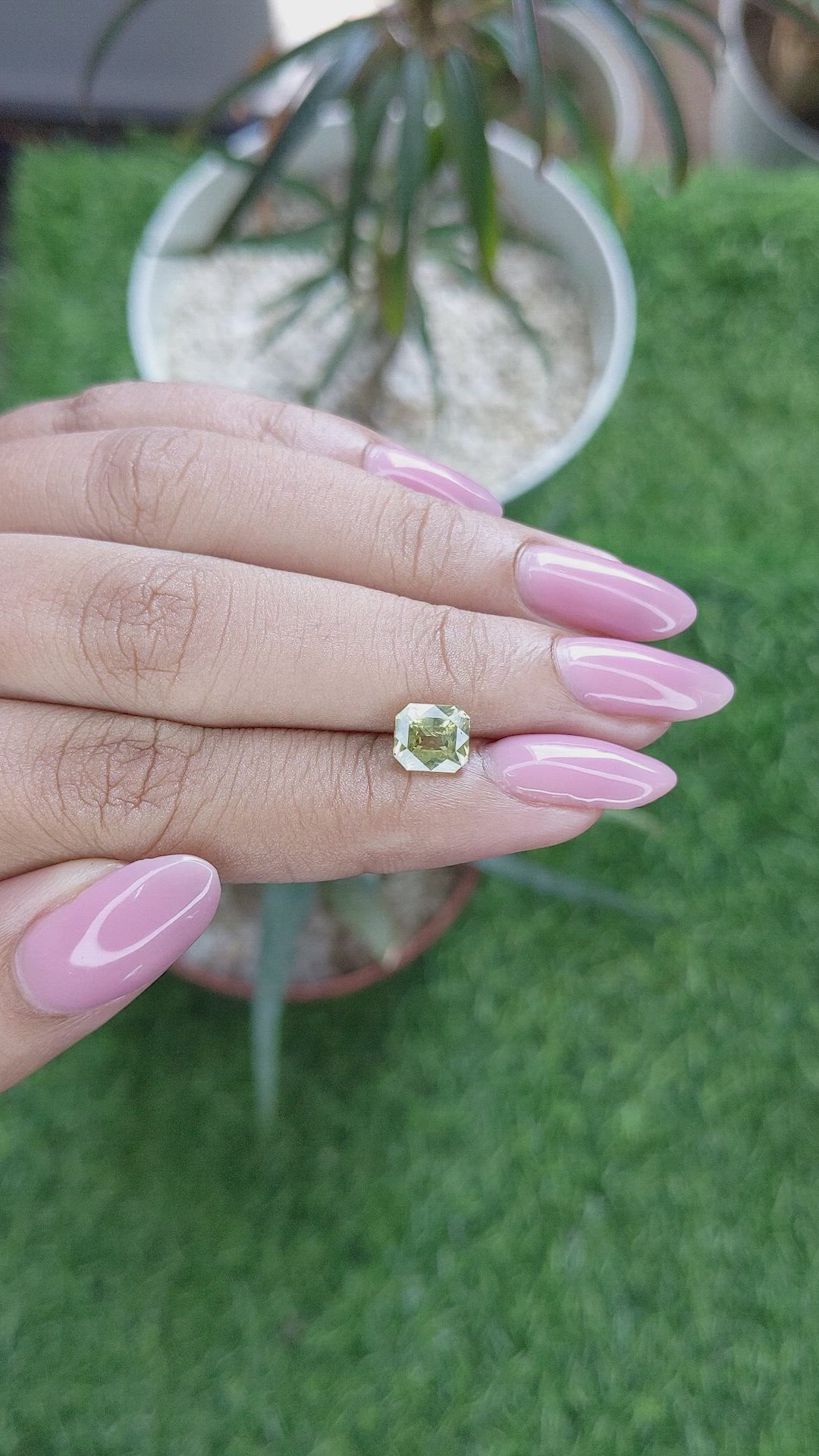1.57 Ct. Yellowish Green Chrysoberyl from Ceylon (Sri Lanka) Size Video