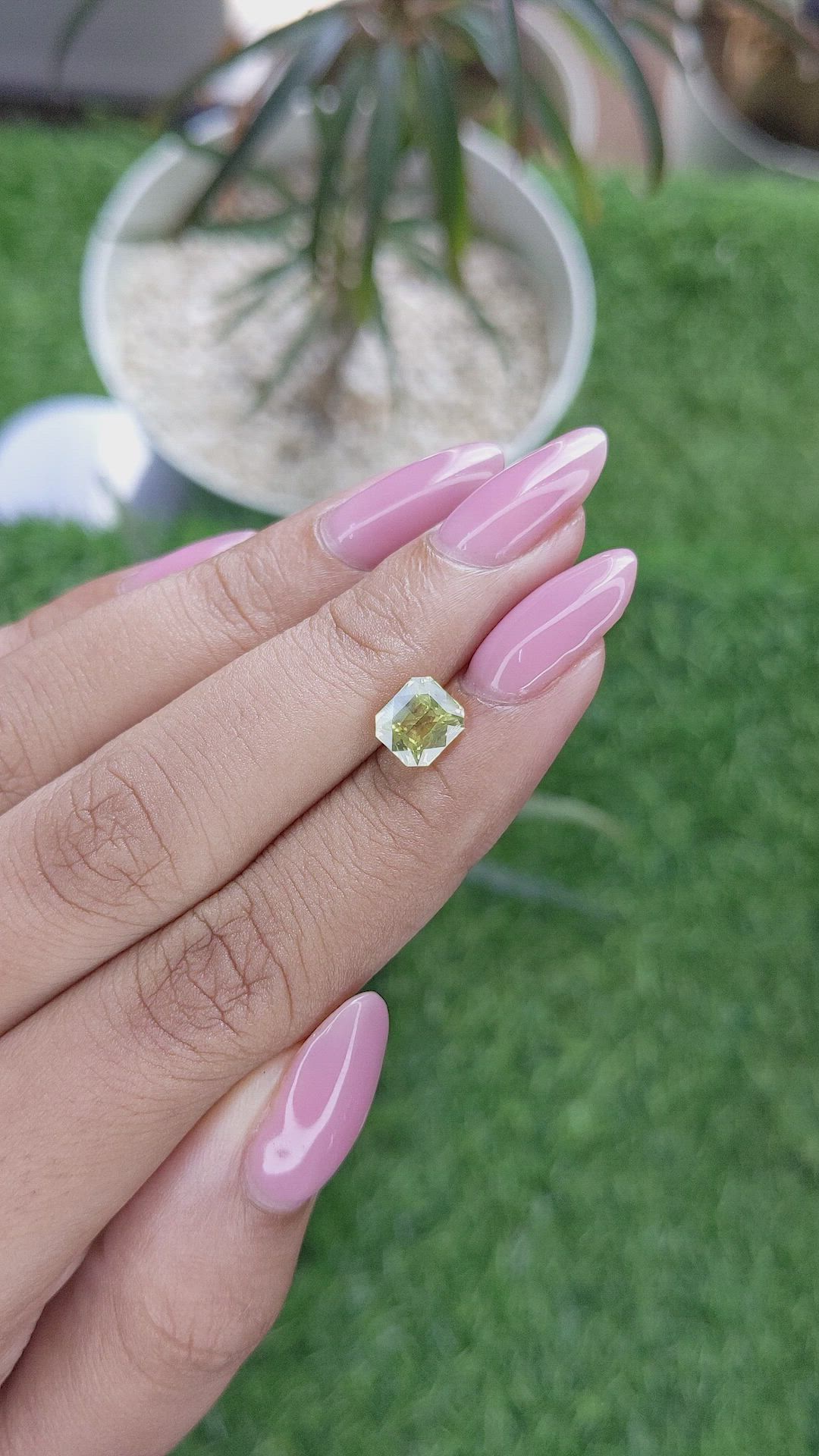 1.57 Ct. Yellowish Green Chrysoberyl from Ceylon (Sri Lanka) Size Video