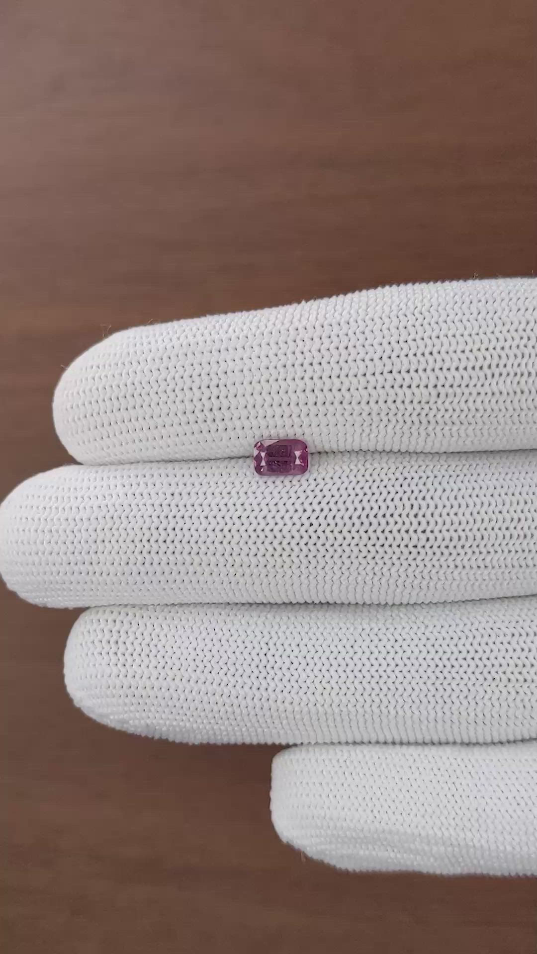 0.74 Ct. Pinkish Purple Spinel from Ceylon (Sri Lanka) Size Video