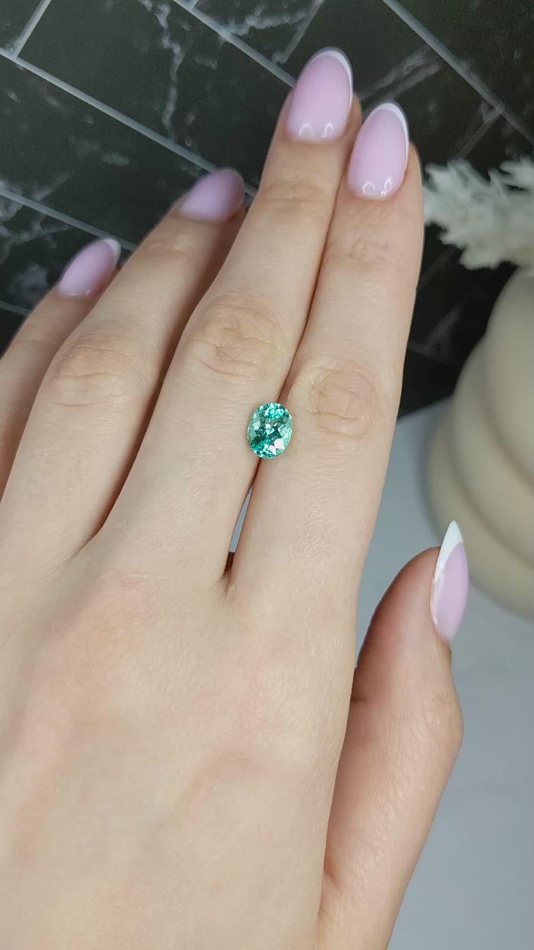 1.87 Ct. Bluish Green Paraiba Tourmaline from Mozambique Size Video