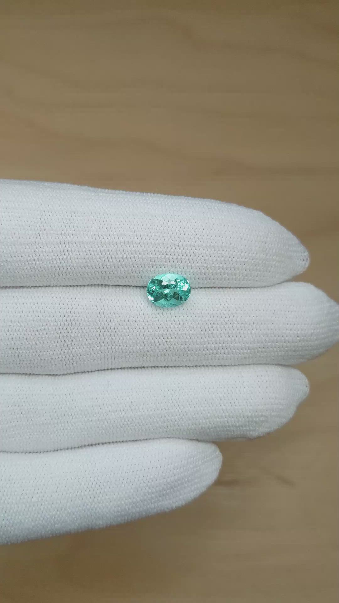 1.87 Ct. Bluish Green Paraiba Tourmaline from Mozambique Size Video