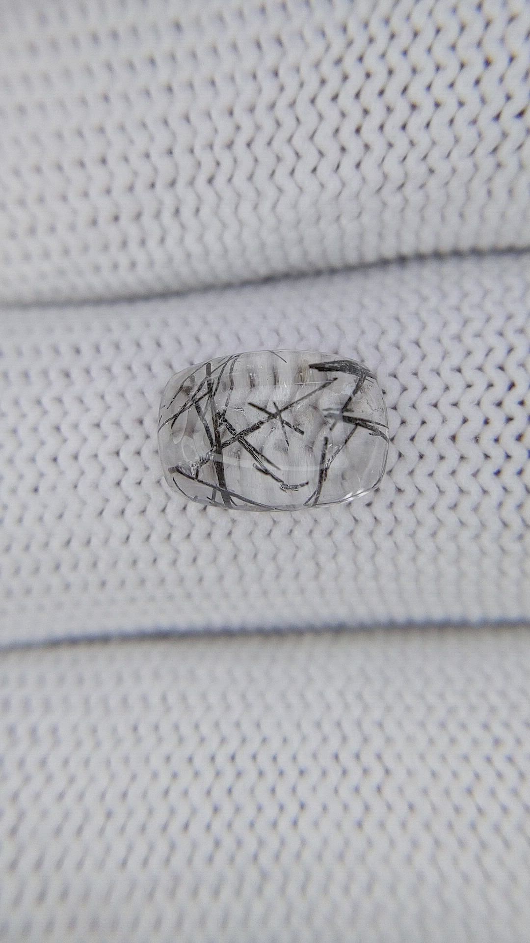 2.65 Ct. White Cabochon Rutilated Quartz from Ceylon (Sri Lanka) Size Video