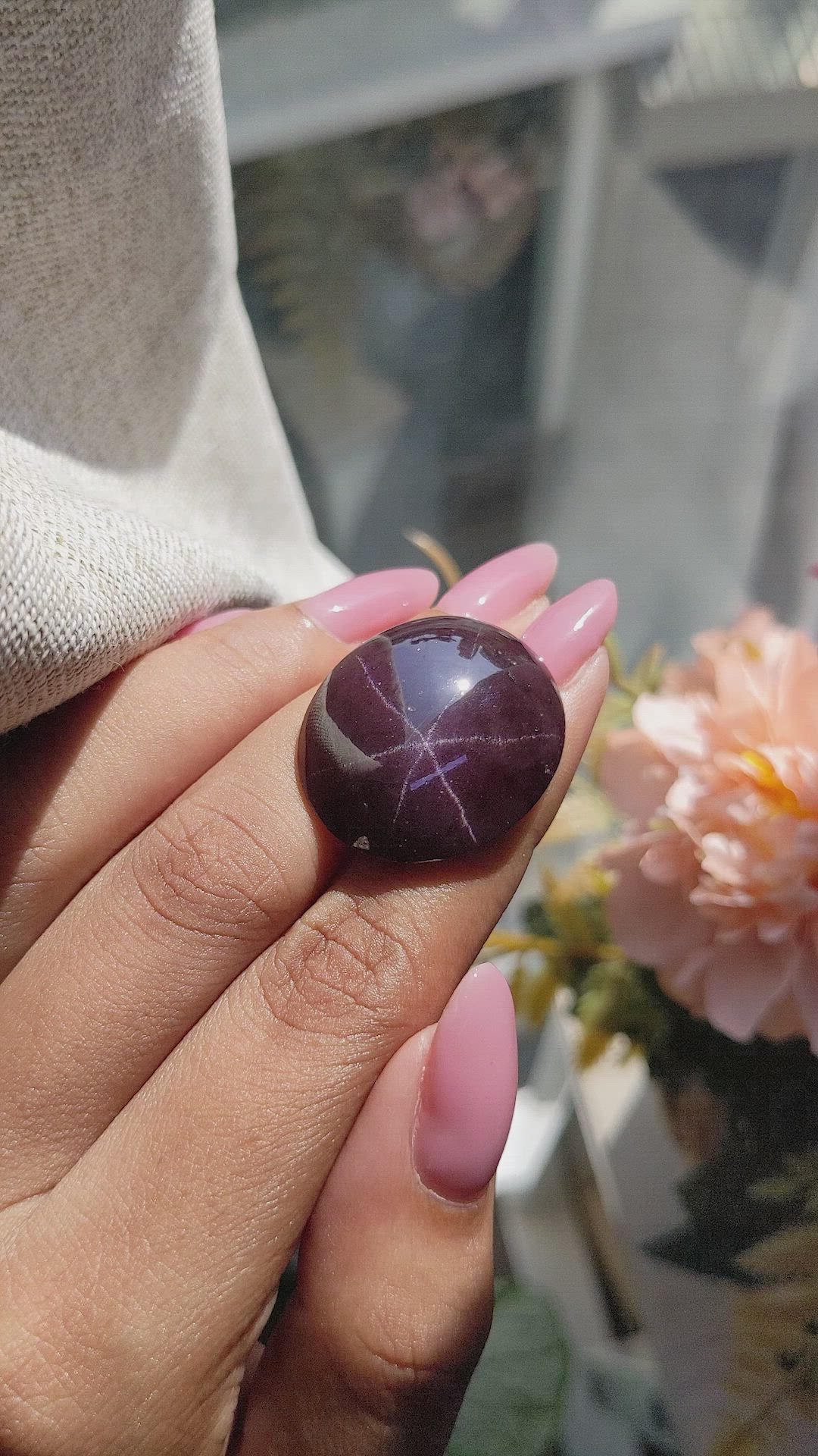 47.30 Ct. Pinkish Purple Star Garnet from Ceylon (Sri Lanka) Size Video