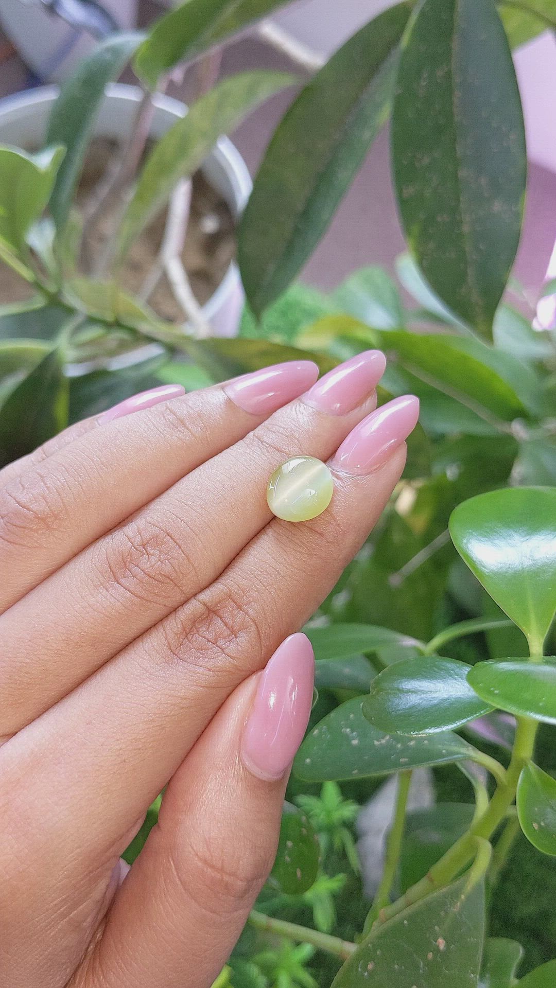 6.10 Ct. Yellowish Green Cabochon Chrysoberyl from Tanzania Size Video