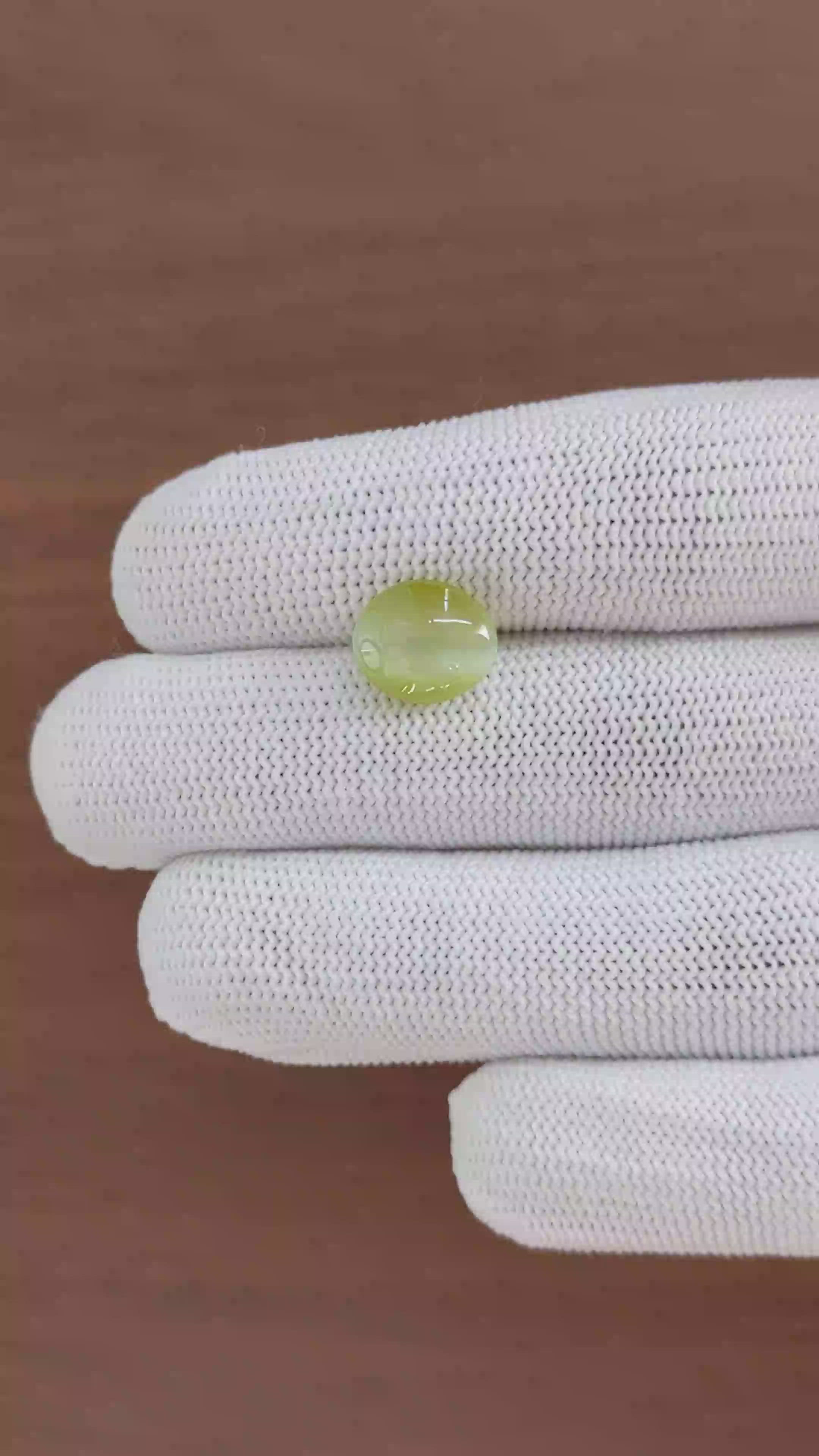 6.10 Ct. Yellowish Green Cabochon Chrysoberyl from Tanzania Size Video