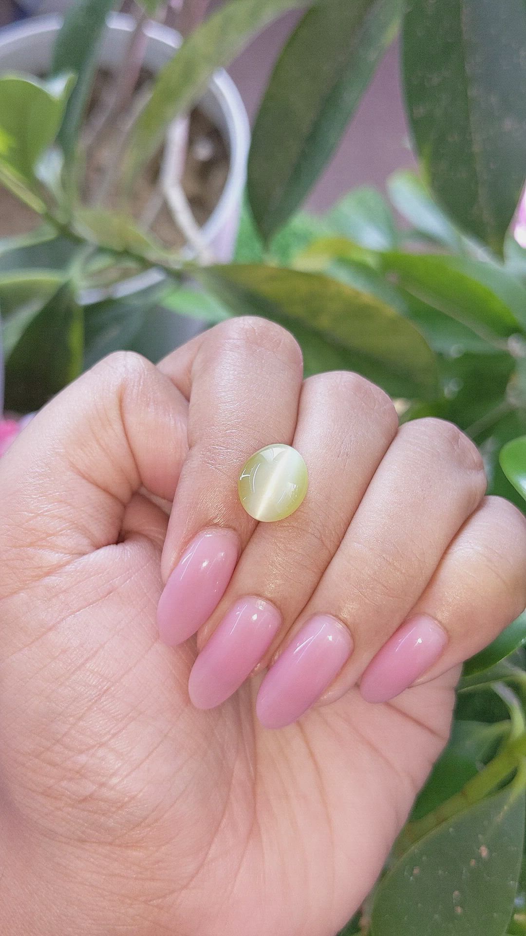 6.10 Ct. Yellowish Green Cabochon Chrysoberyl from Tanzania Size Video