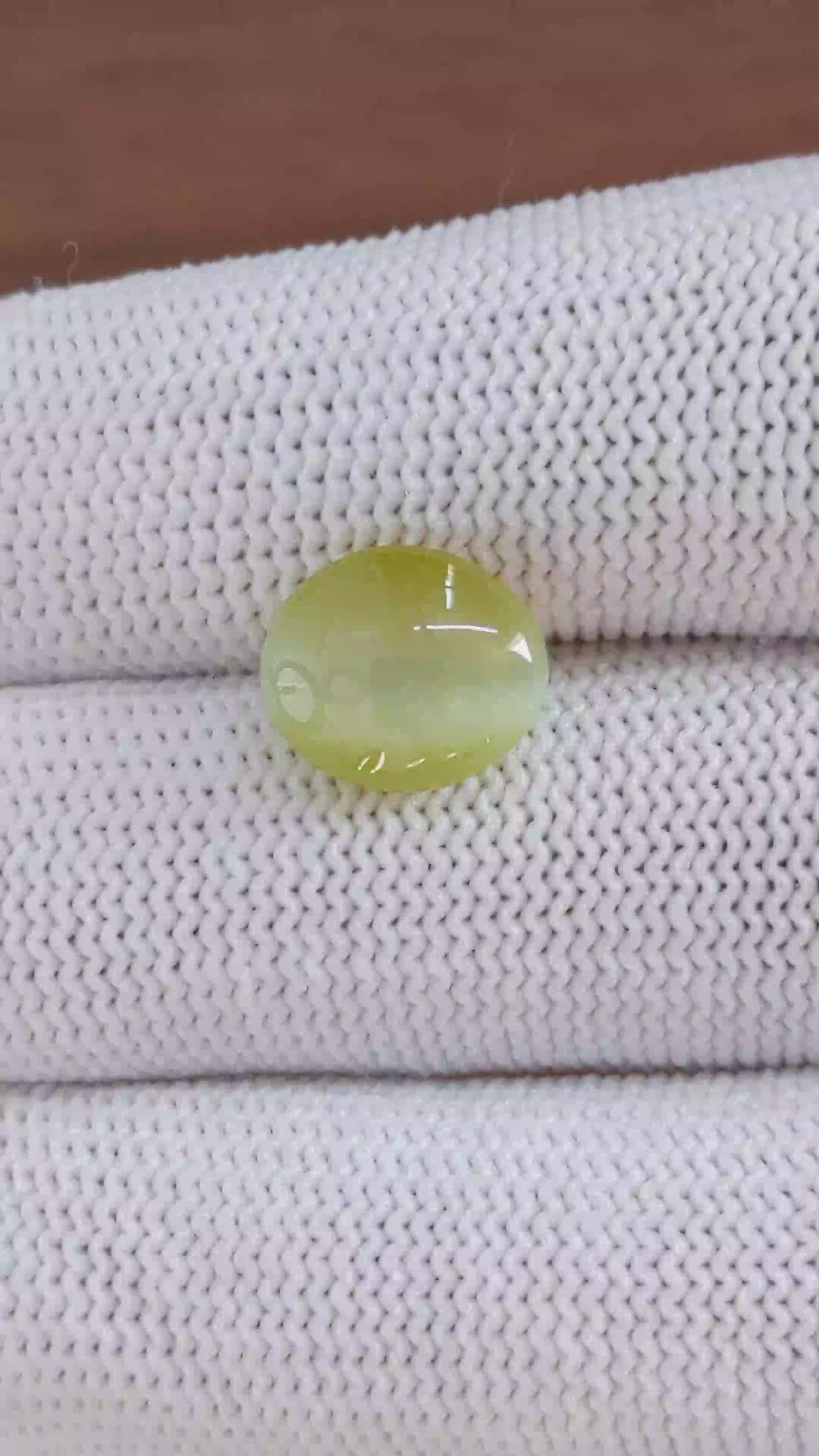 6.10 Ct. Yellowish Green Cabochon Chrysoberyl from Tanzania Size Video