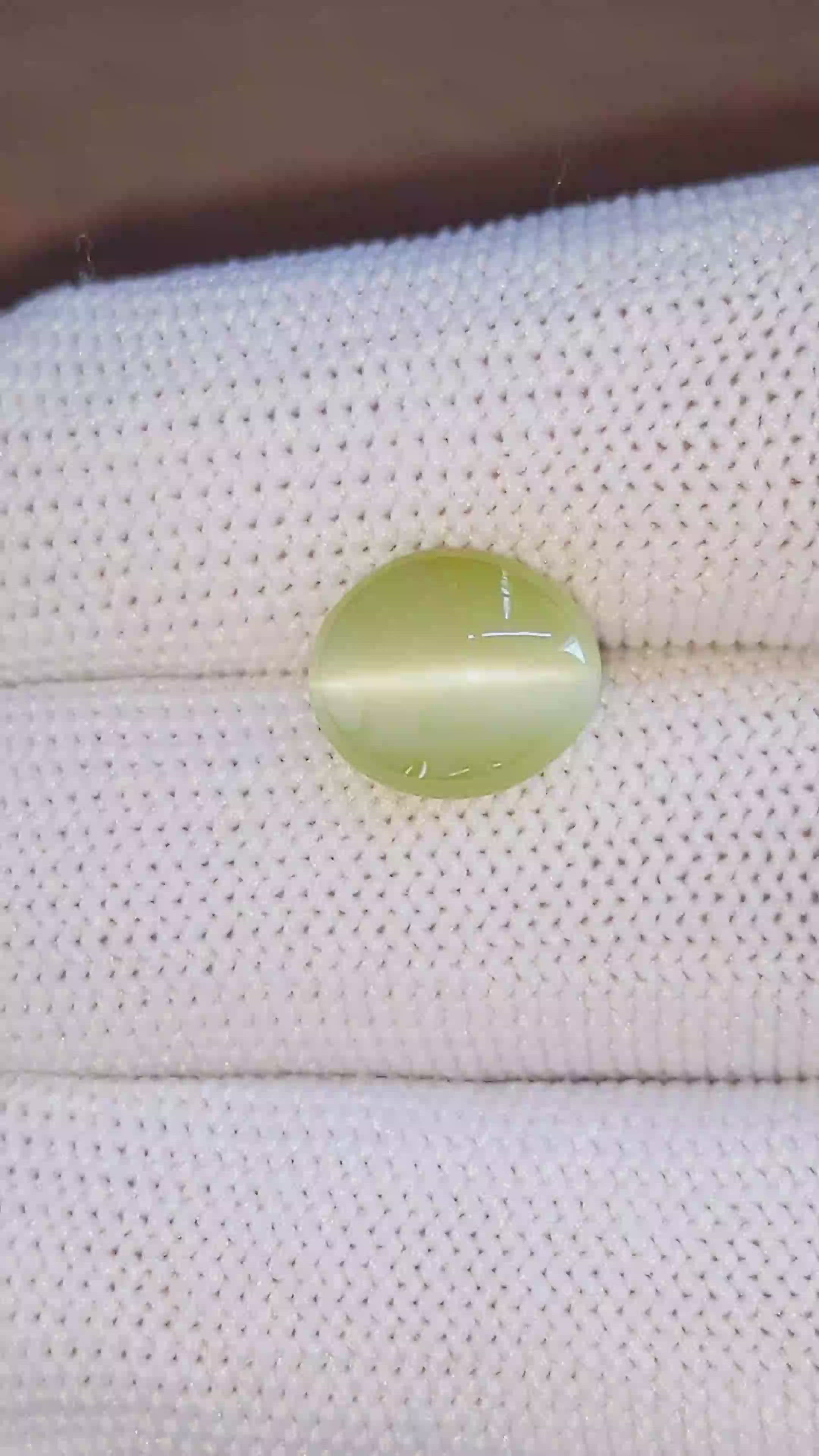 6.10 Ct. Yellowish Green Cabochon Chrysoberyl from Tanzania Size Video