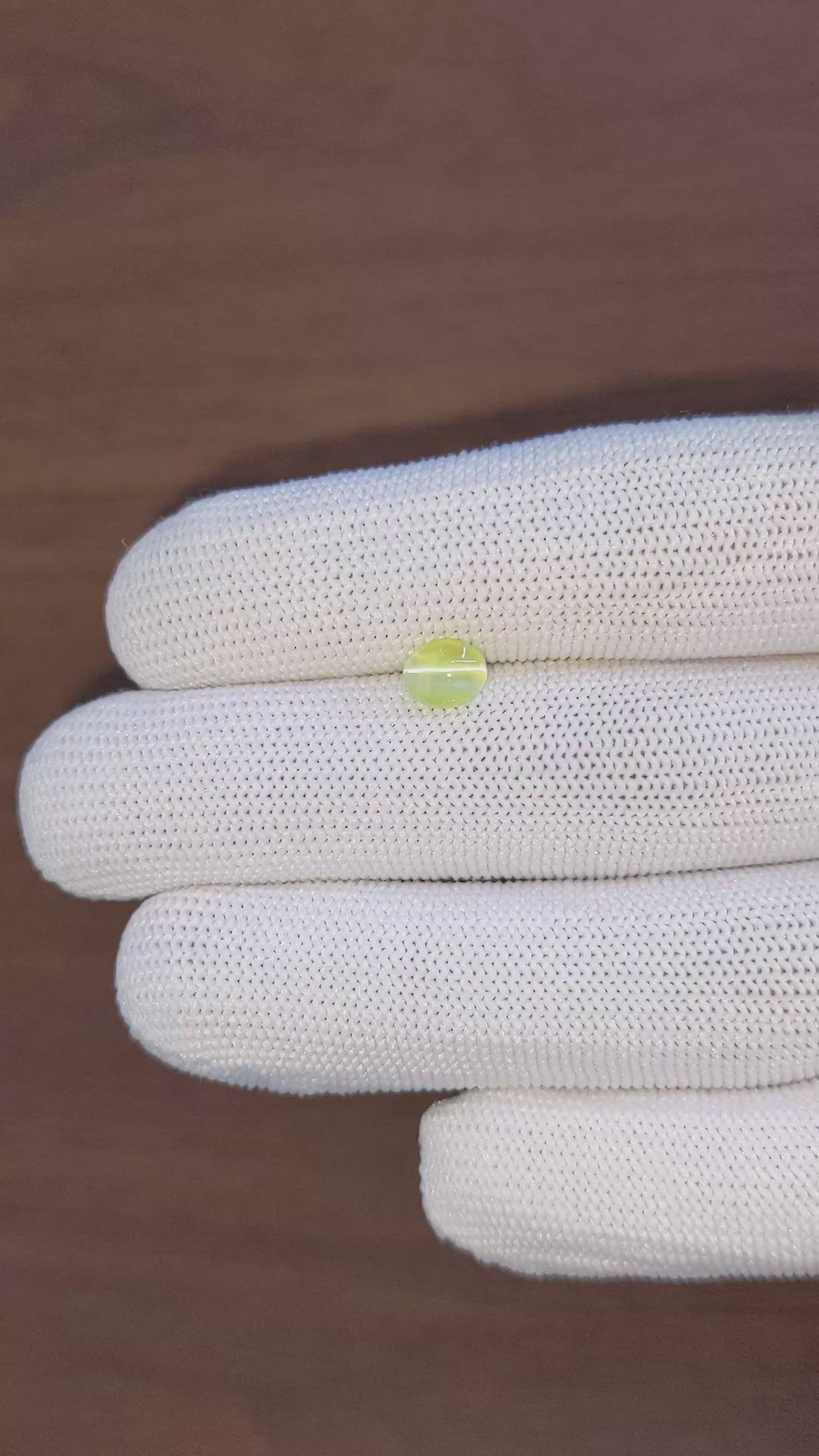 1.35 Ct. Greenish Yellow Cabochon Chrysoberyl from Tanzania Size Video