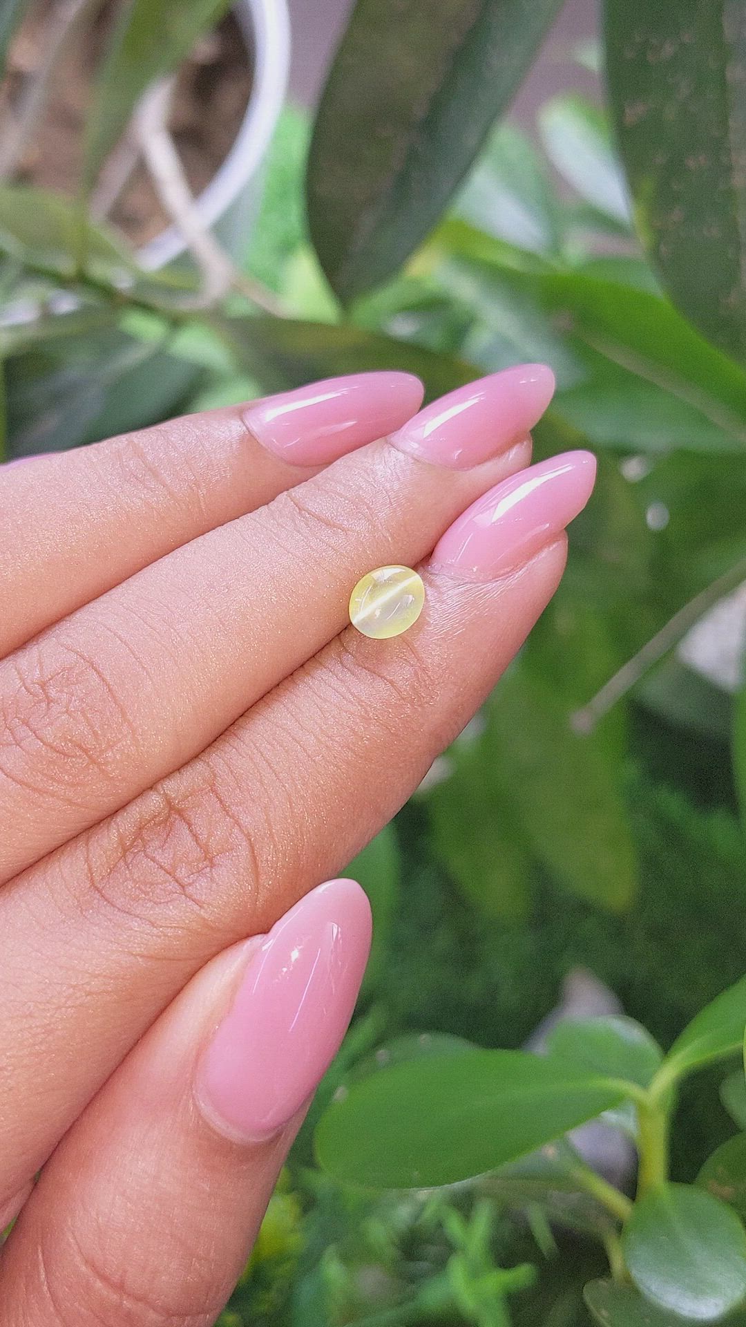 1.35 Ct. Greenish Yellow Cabochon Chrysoberyl from Tanzania Size Video