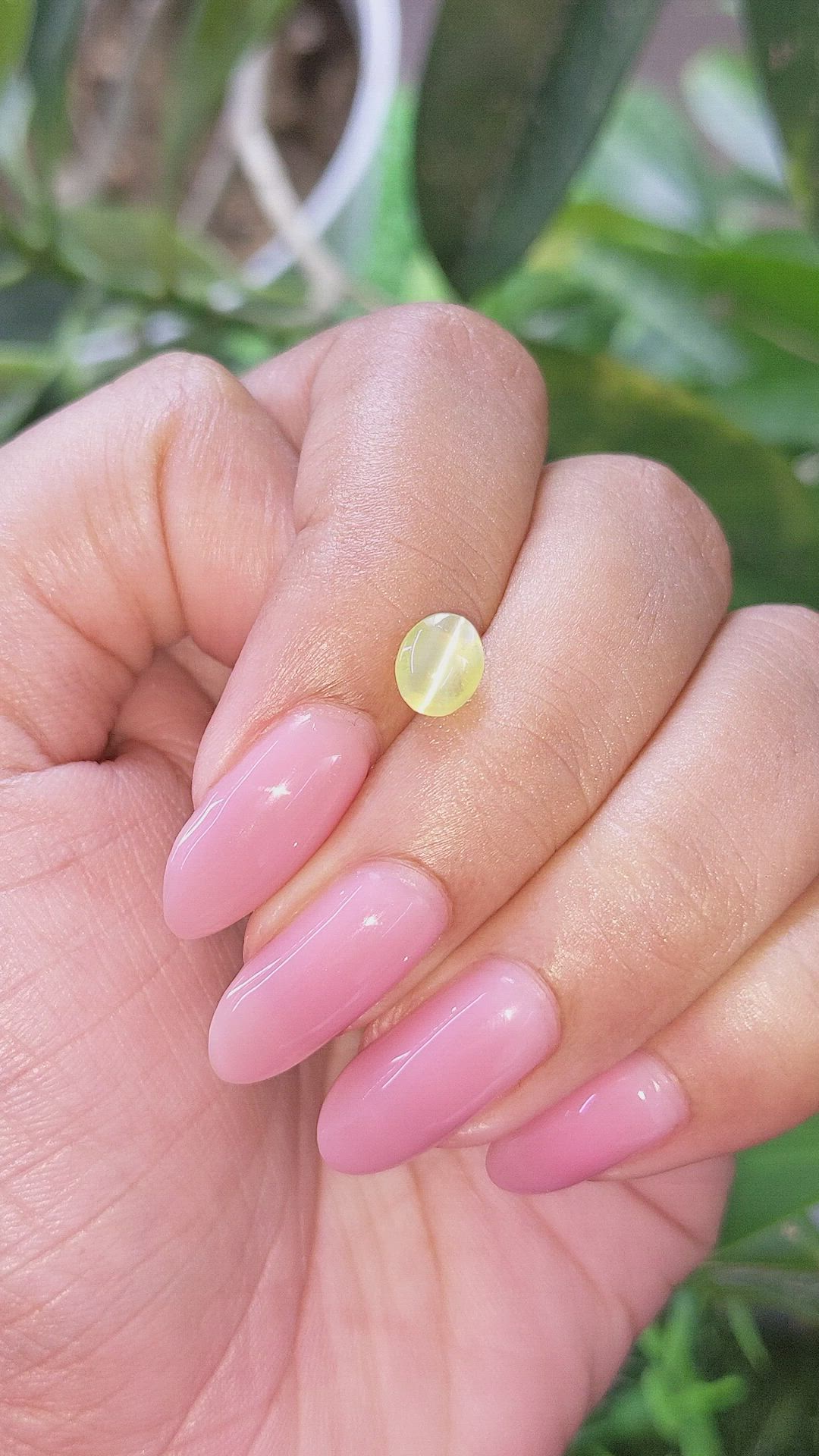 1.35 Ct. Greenish Yellow Cabochon Chrysoberyl from Tanzania Size Video