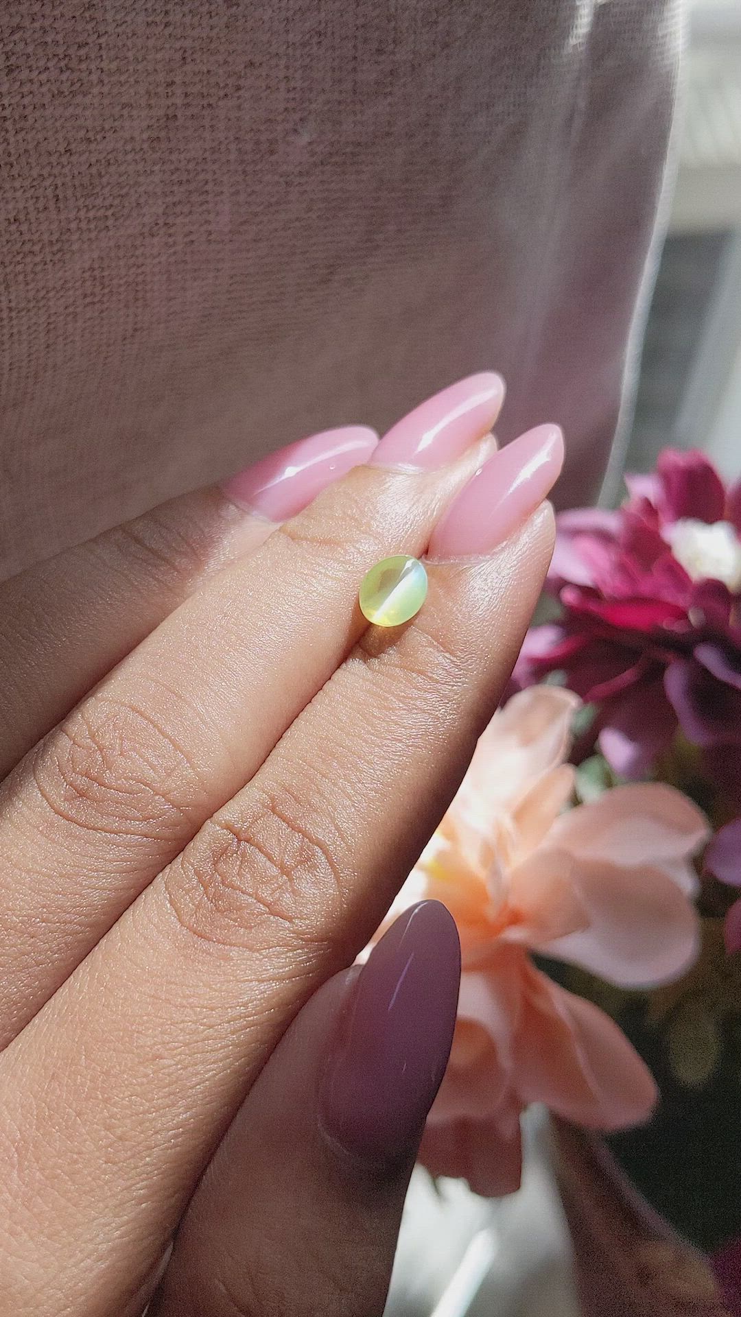 1.35 Ct. Greenish Yellow Cabochon Chrysoberyl from Tanzania Size Video
