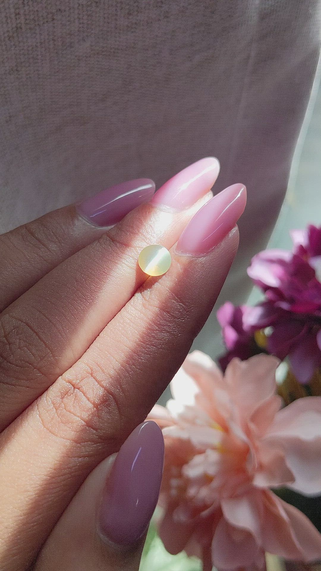1.03 Ct. Greenish Yellow Cabochon Chrysoberyl from Tanzania Size Video
