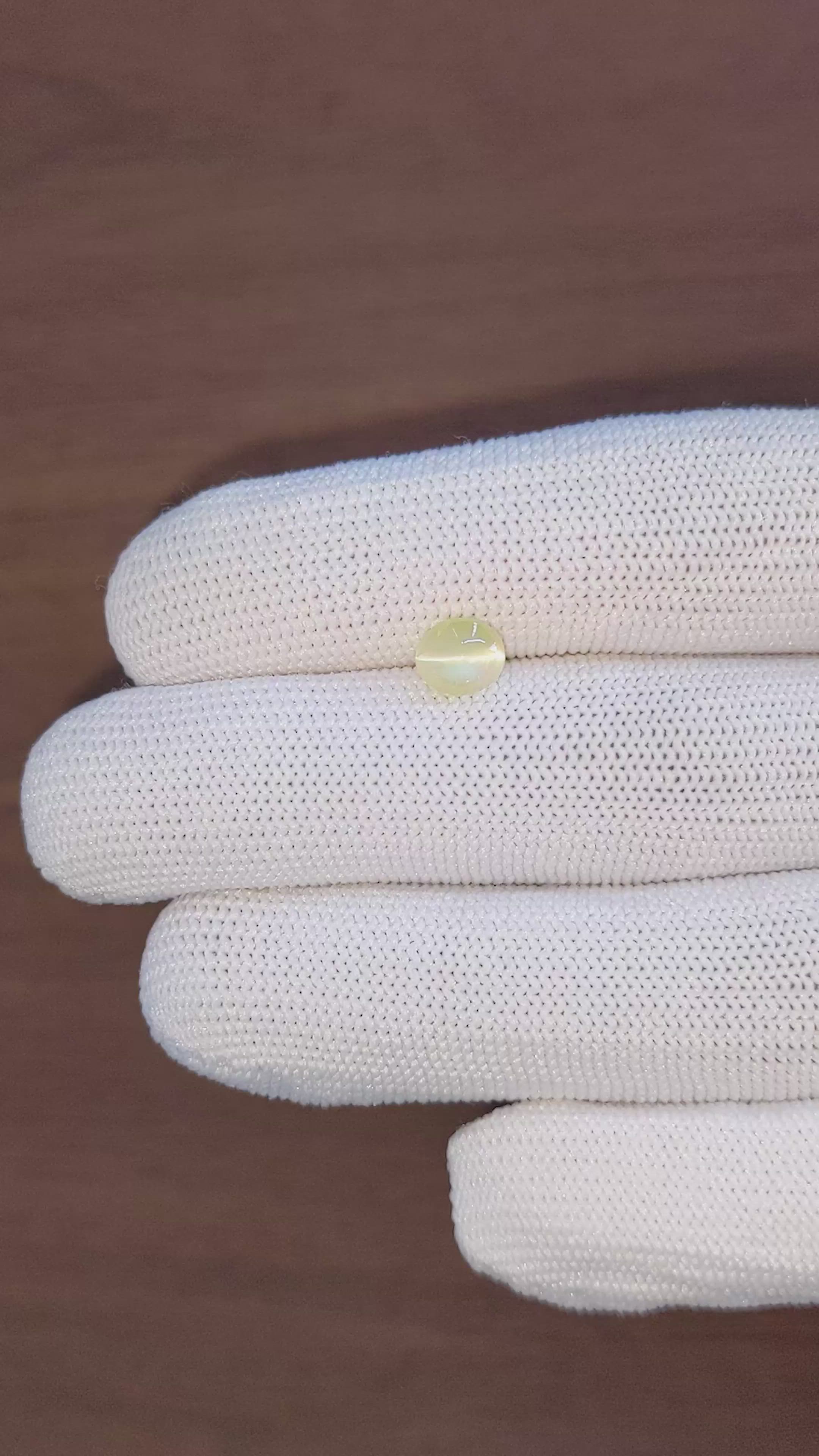 1.72 Ct. Greenish Yellow Cabochon Chrysoberyl from Tanzania Size Video