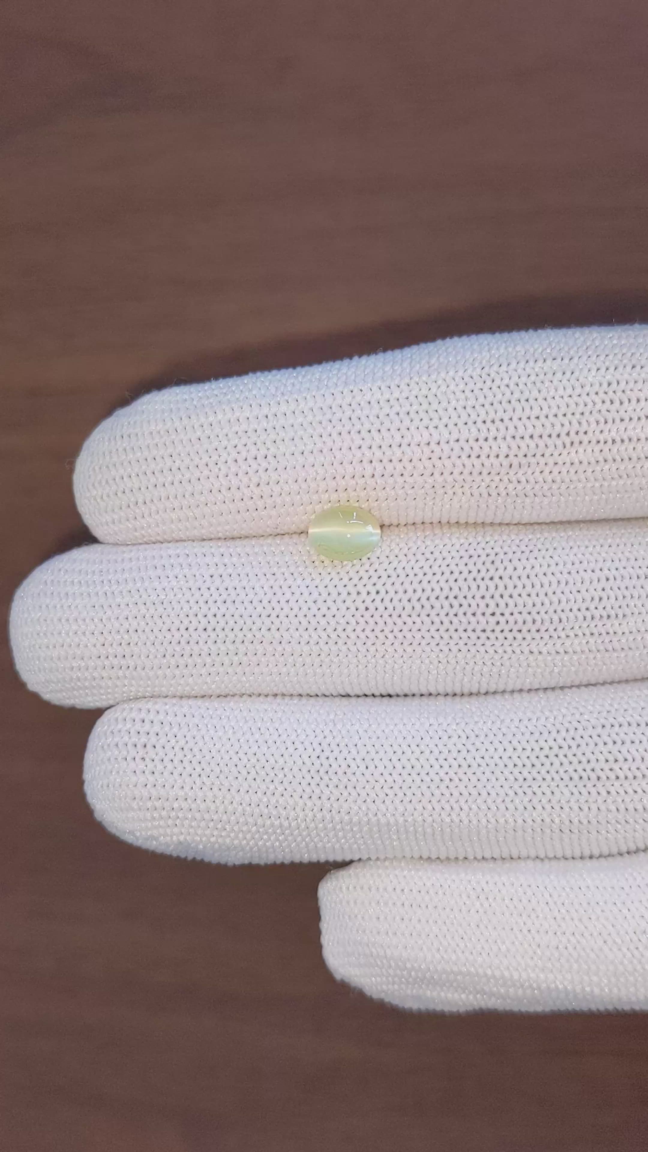 1.82 Ct. Greenish Yellow Cabochon Chrysoberyl from Tanzania Size Video