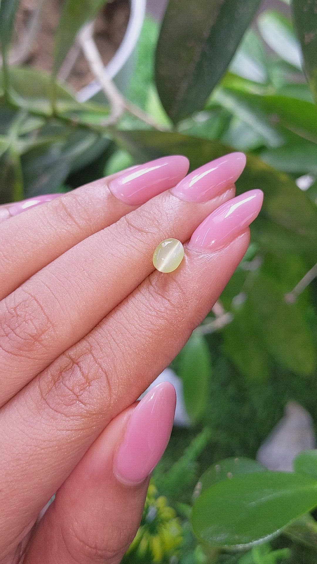 1.43 Ct. Greenish Yellow Cabochon Chrysoberyl from Tanzania Size Video