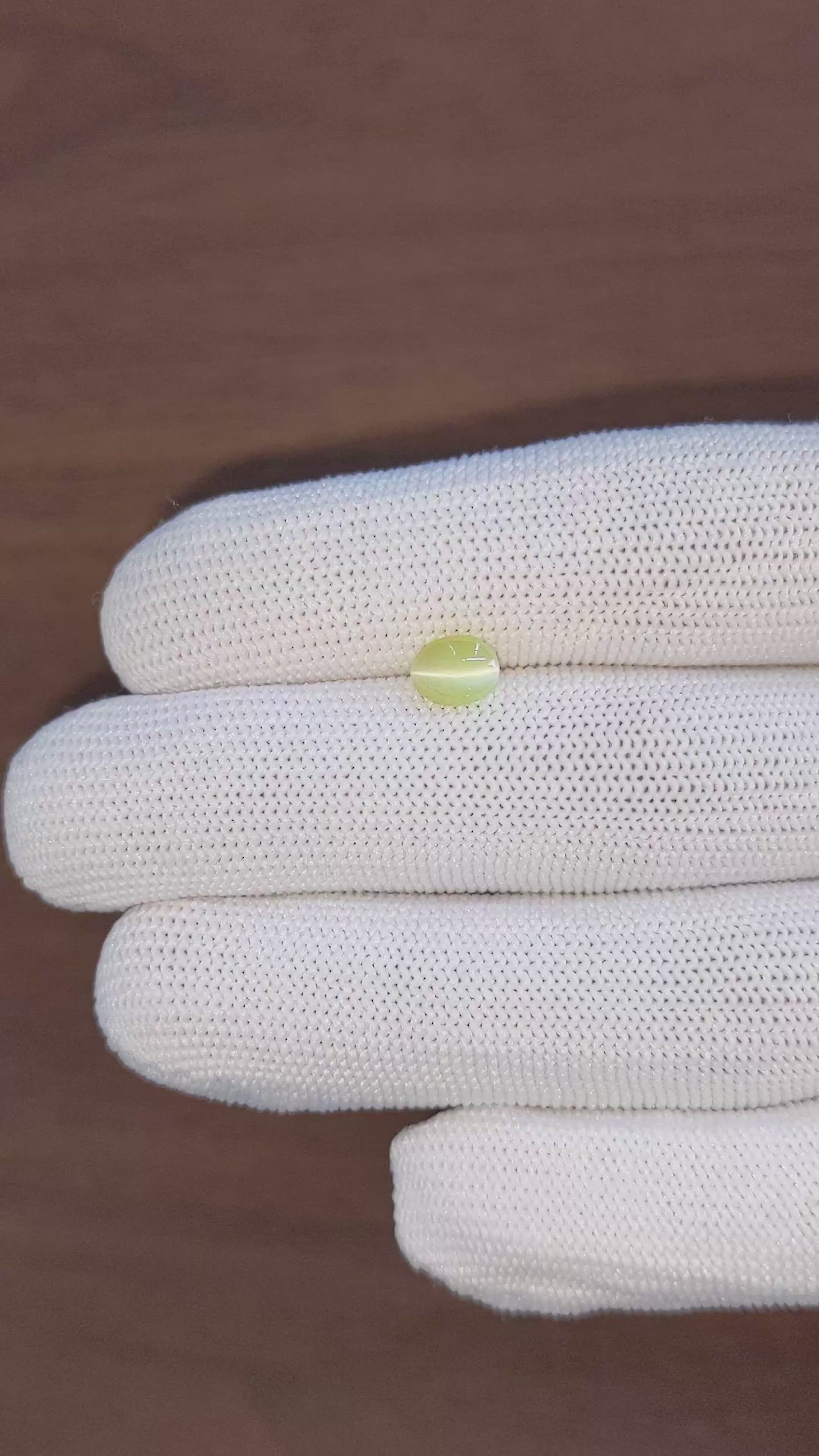 1.43 Ct. Greenish Yellow Cabochon Chrysoberyl from Tanzania Size Video