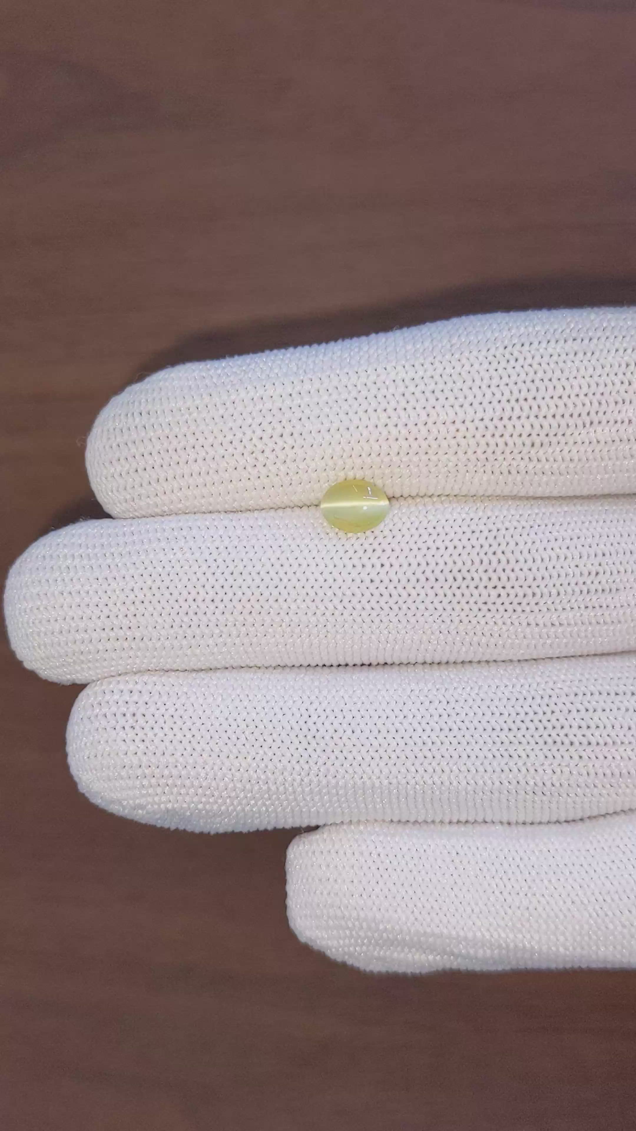 1.37 Ct. Greenish Yellow Cabochon Chrysoberyl from Tanzania Size Video