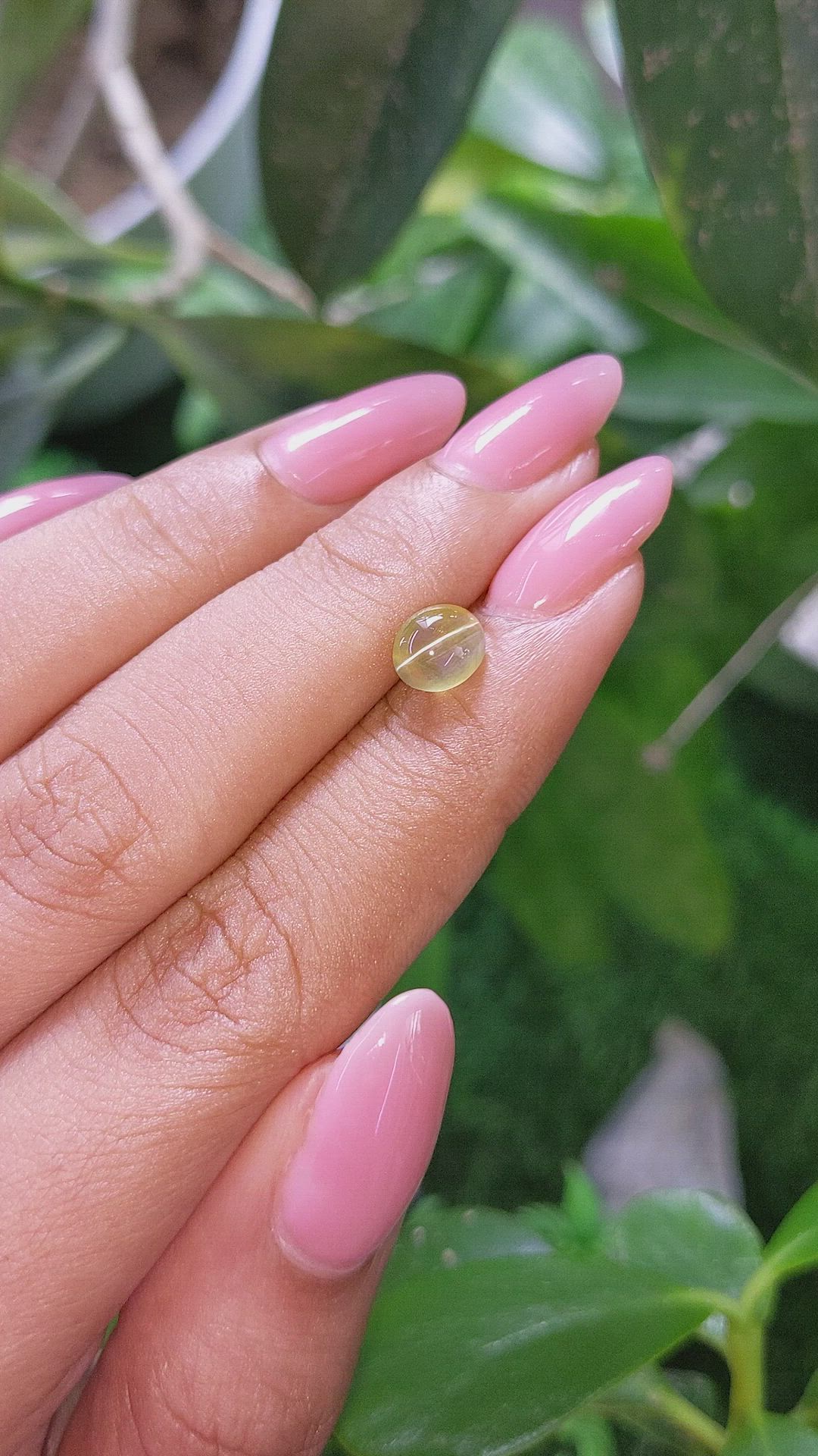 1.54 Ct. Greenish Yellow Cabochon Chrysoberyl from Tanzania Size Video
