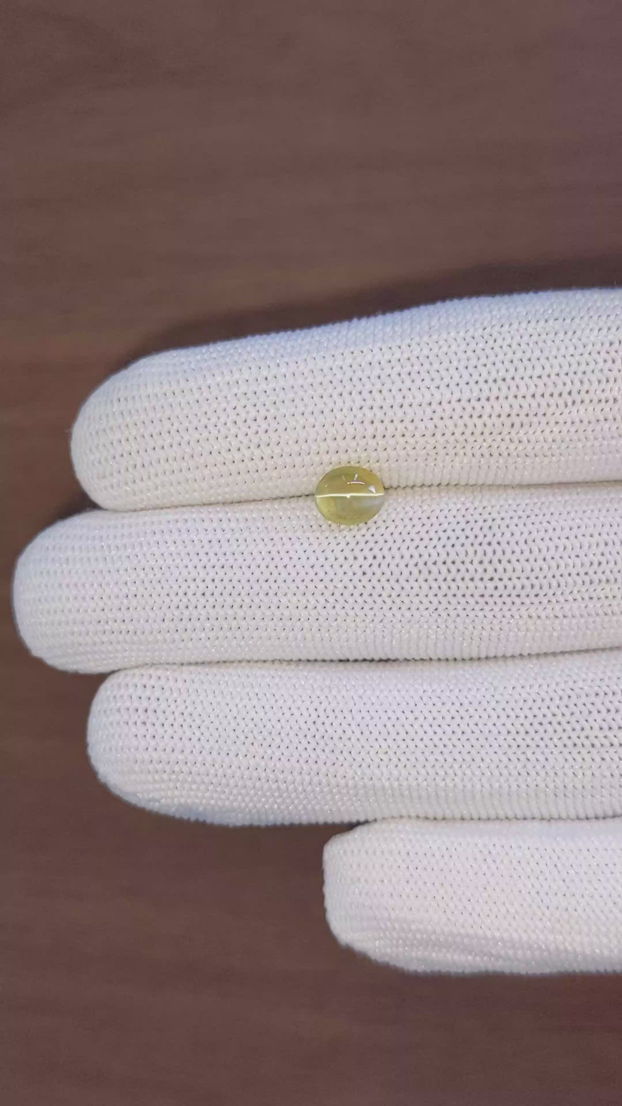 1.54 Ct. Greenish Yellow Cabochon Chrysoberyl from Tanzania Size Video