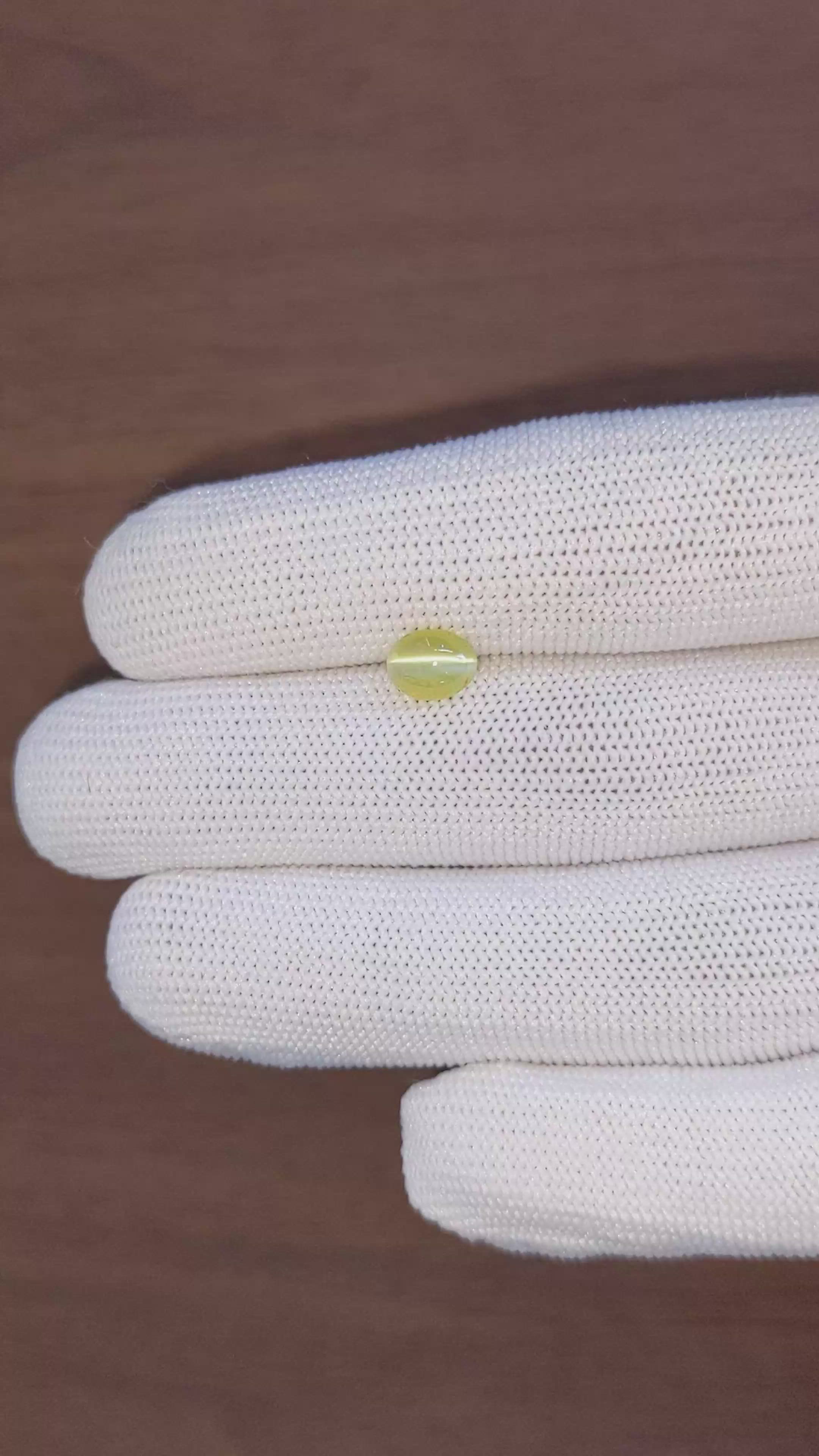1.63 Ct. Greenish Yellow Cabochon Chrysoberyl from Tanzania Size Video