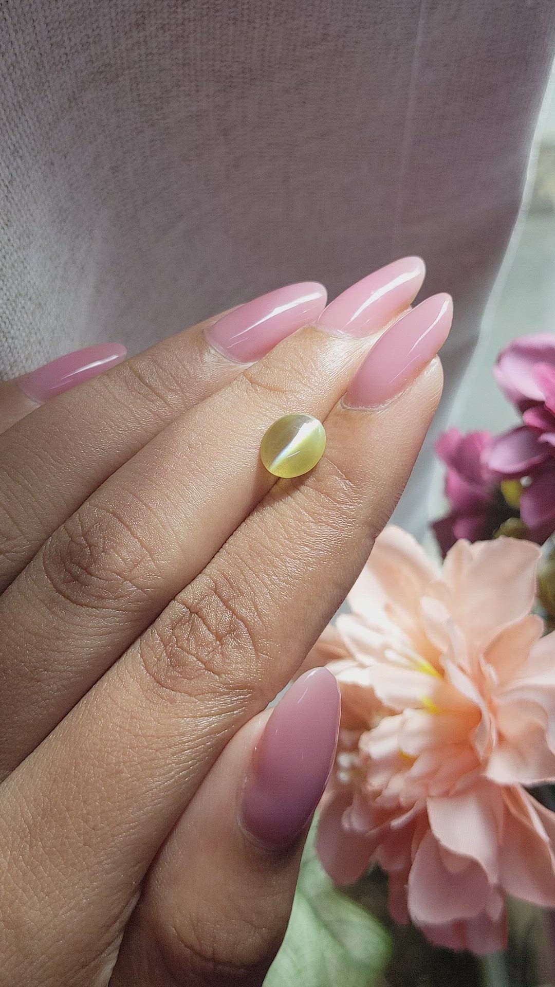 1.76 Ct. Greenish Yellow Cabochon Chrysoberyl from Tanzania Size Video
