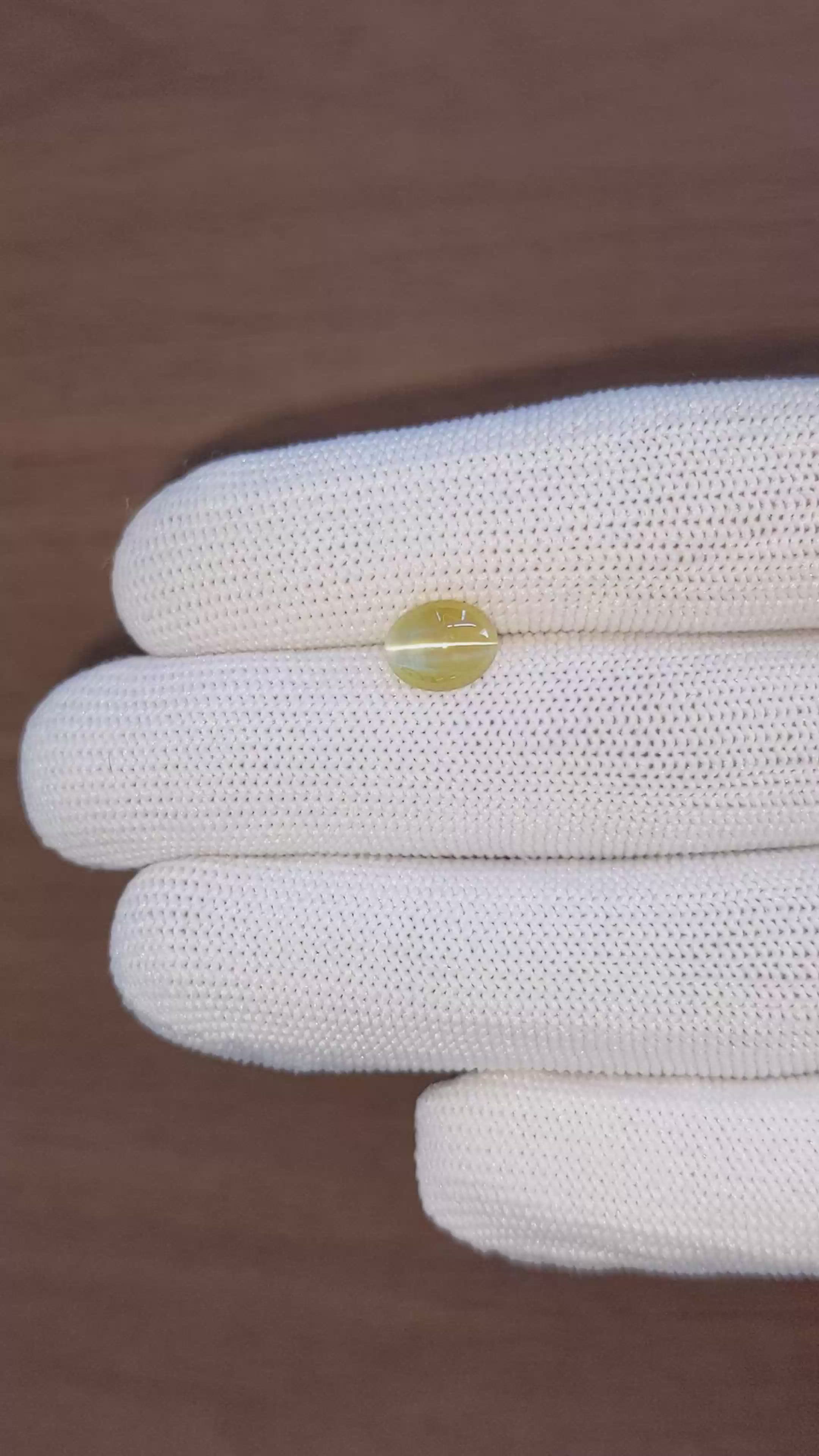 1.76 Ct. Greenish Yellow Cabochon Chrysoberyl from Tanzania Size Video