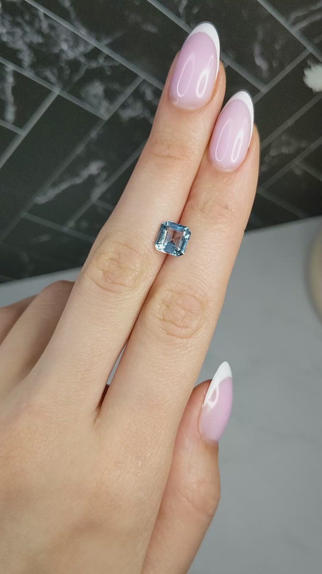1.95 Ct. Blue Aquamarine from Mozambique Size Video