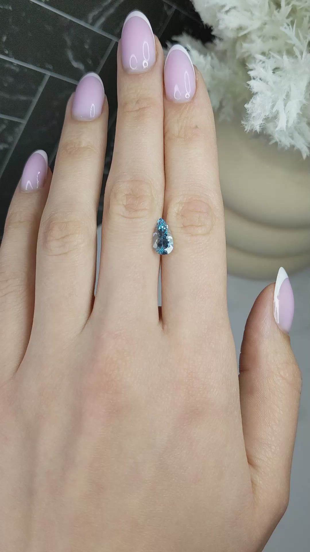 1.39 Ct. Blue Aquamarine from Mozambique Size Video