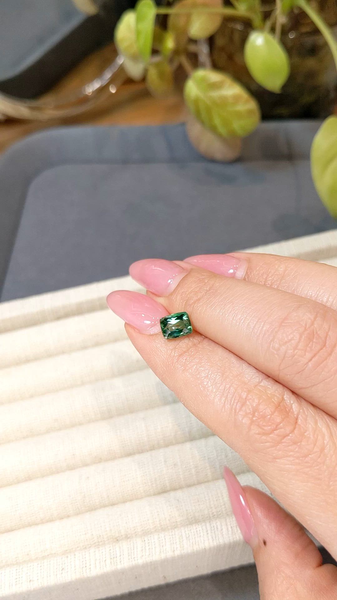 1.33 Ct. Bluish Green Tourmaline from Brazil Size Video